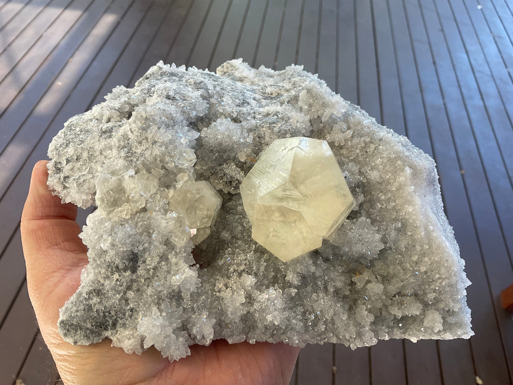 1382g Large Diamond Calcite on Needle Quartz from Fujian, China