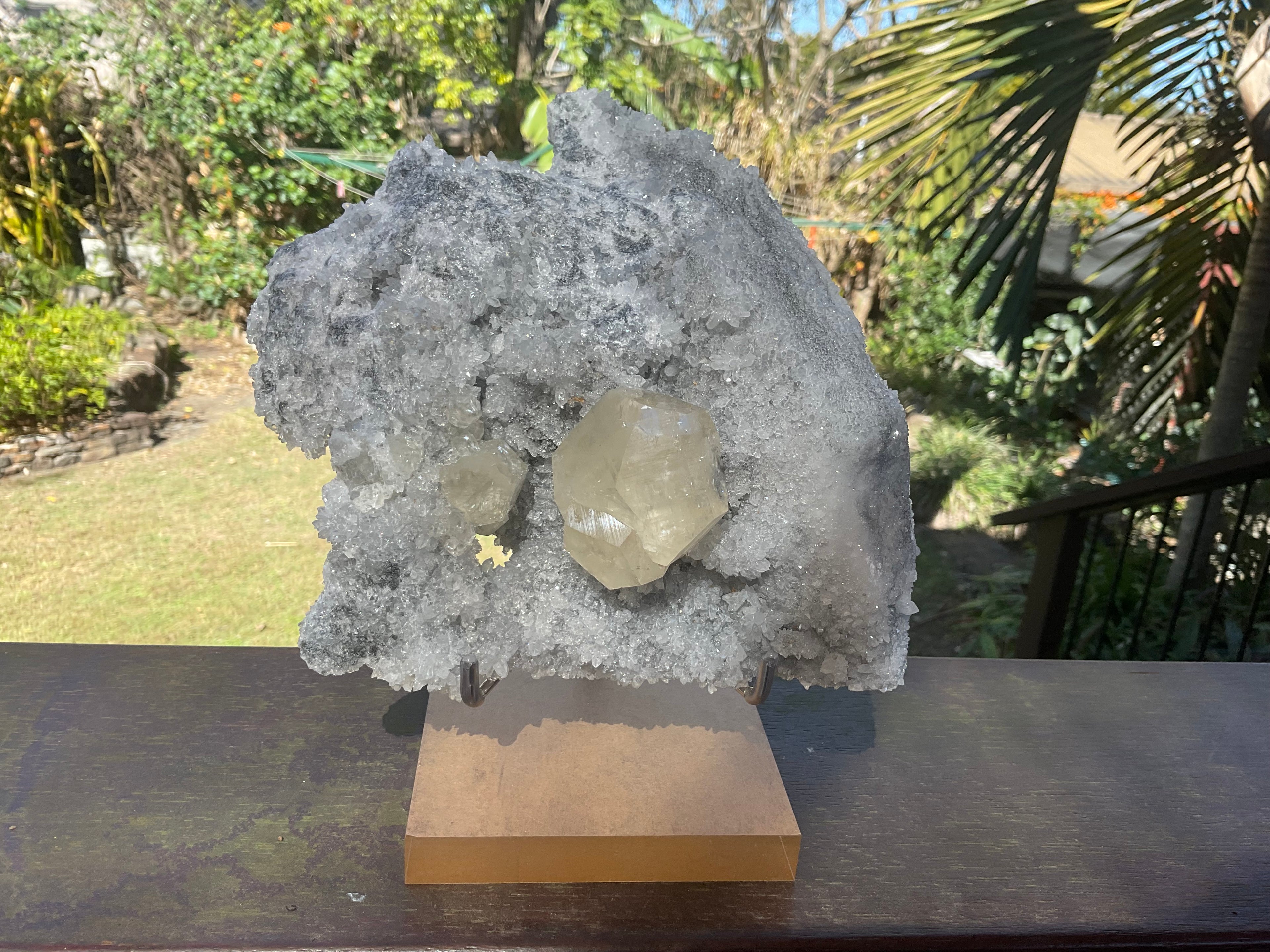 1382g Large Diamond Calcite on Needle Quartz from Fujian, China