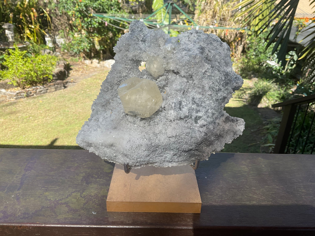 1382g Large Diamond Calcite on Needle Quartz from Fujian, China