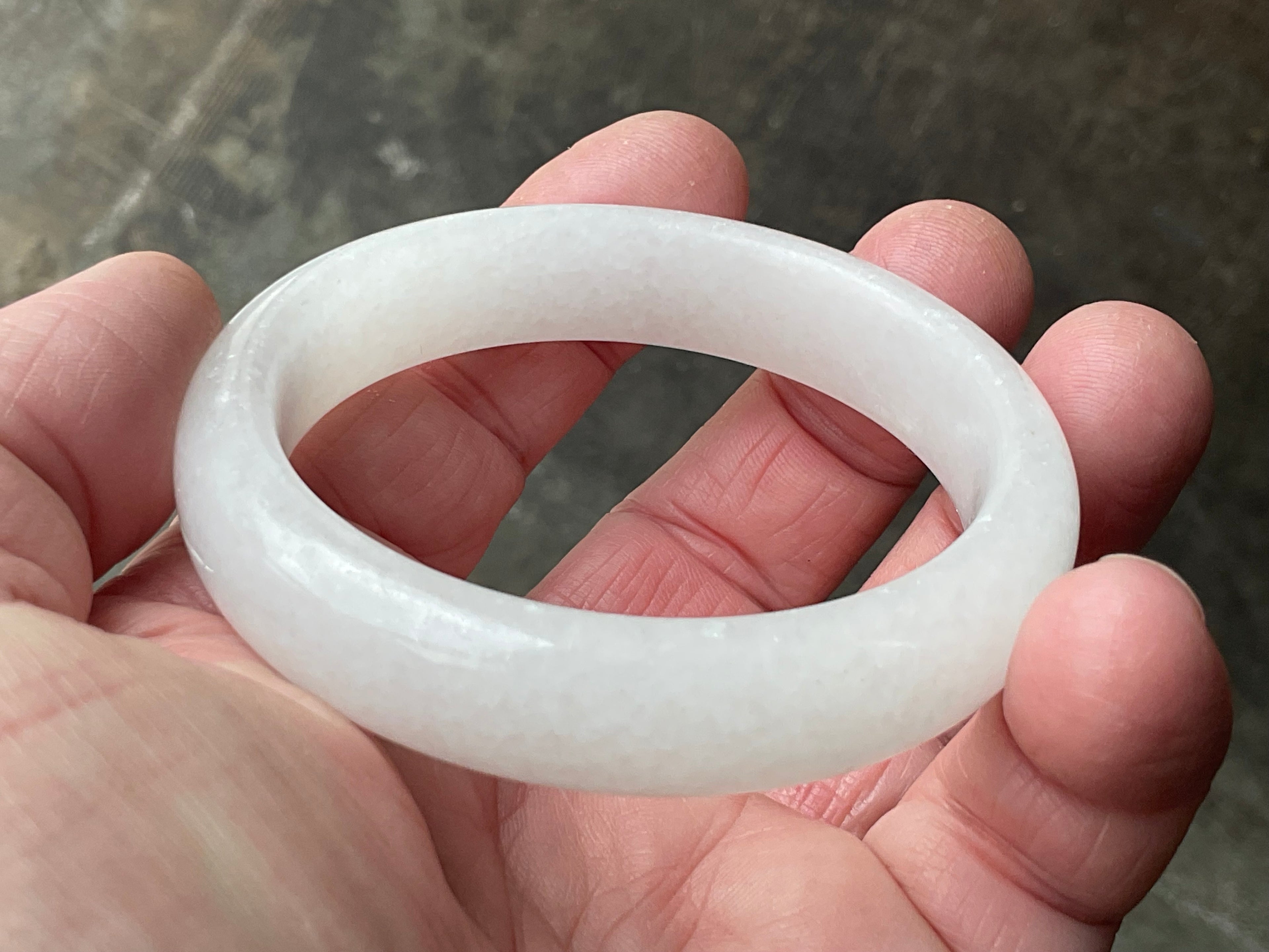 47g White Calcite Solid Bangle  1A