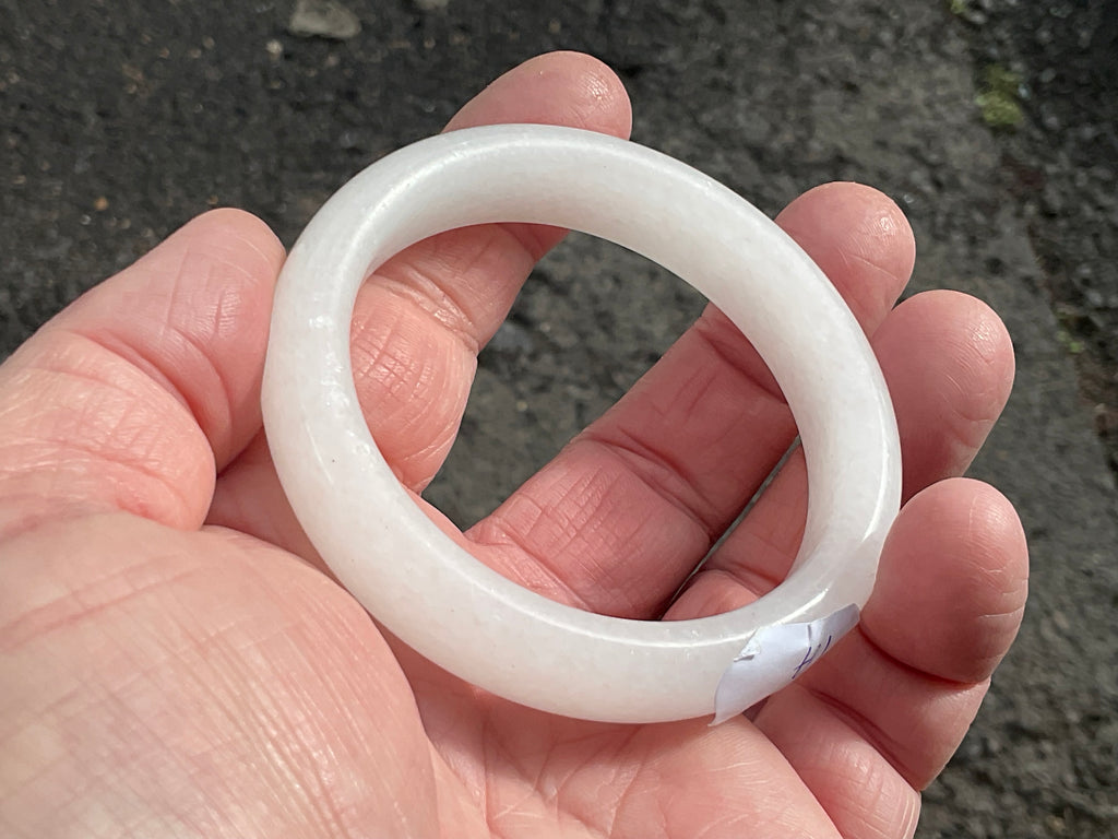47g White Calcite Solid Bangle  1A