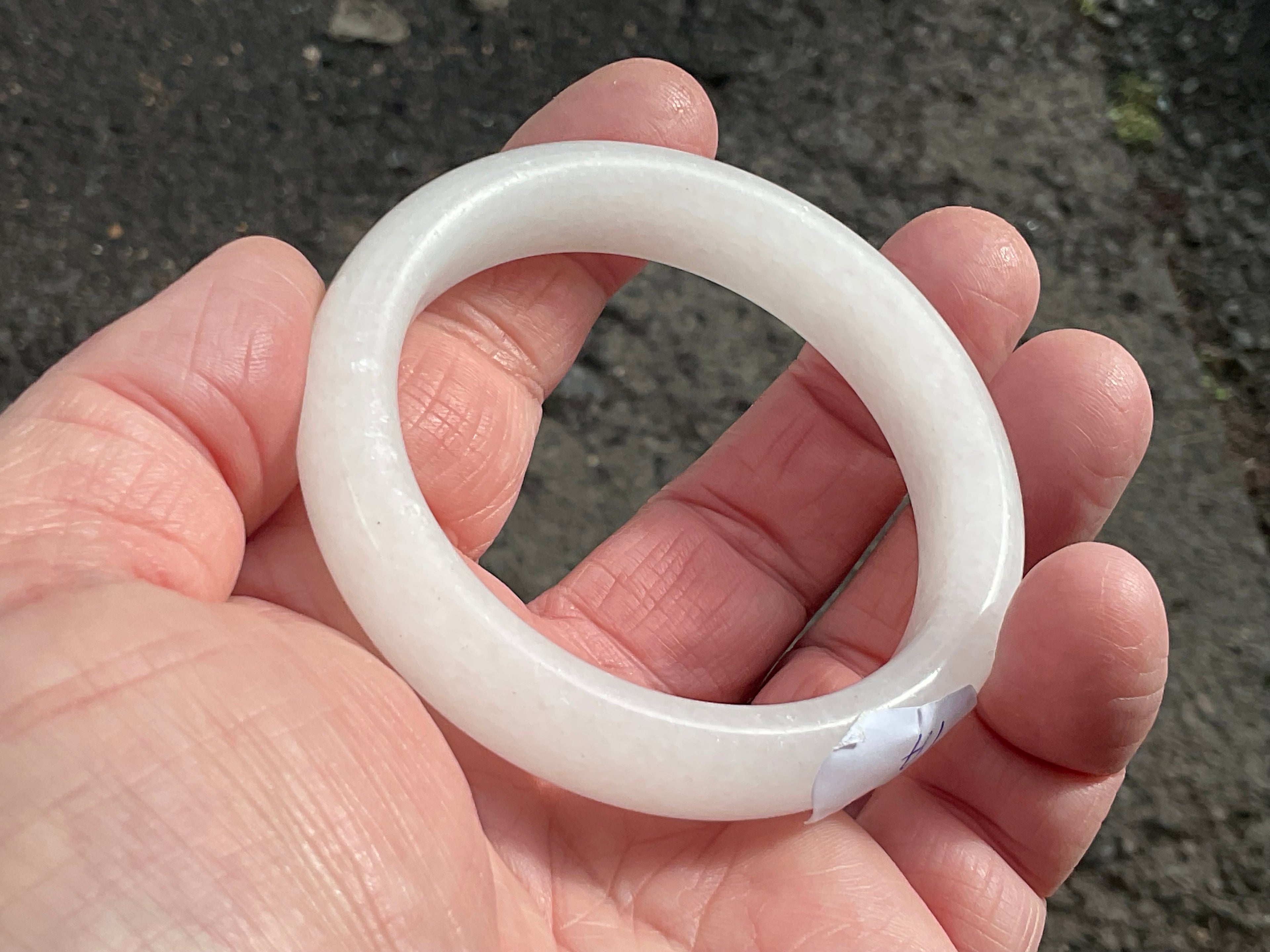 47g White Calcite Solid Bangle  1A