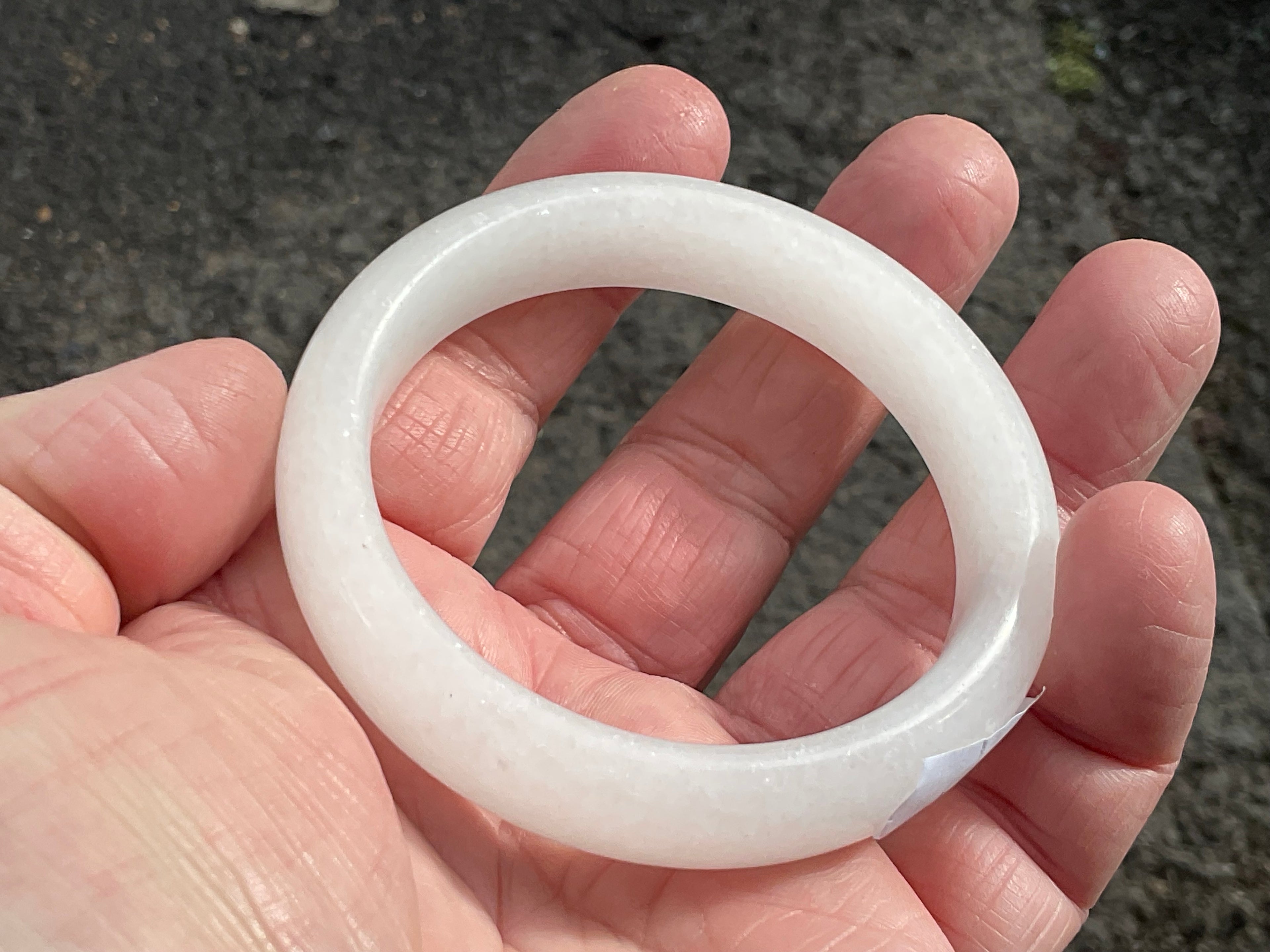 47g White Calcite Solid Bangle  1A