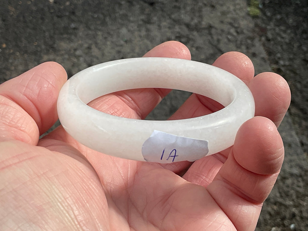 47g White Calcite Solid Bangle  1A