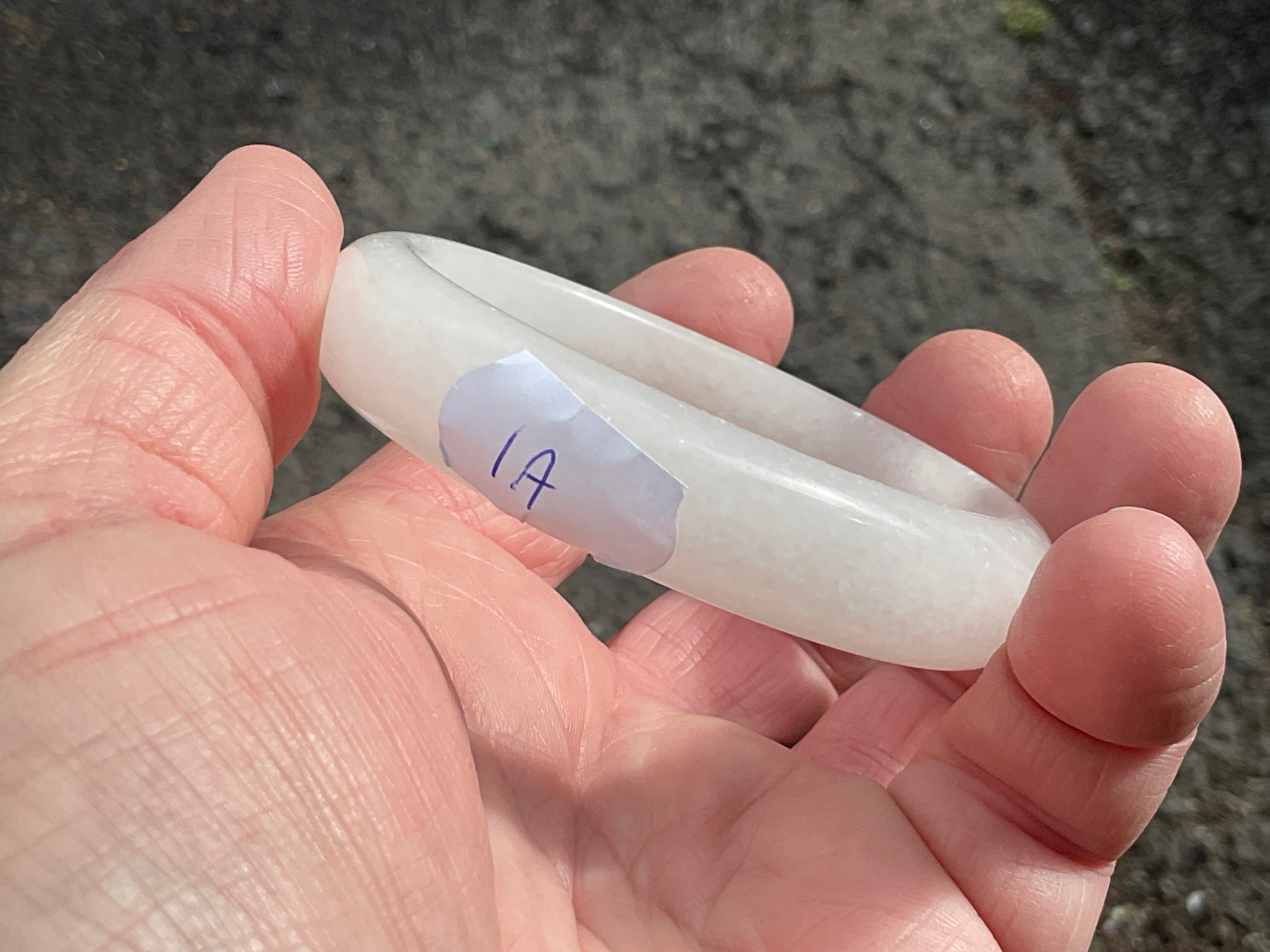 47g White Calcite Solid Bangle  1A