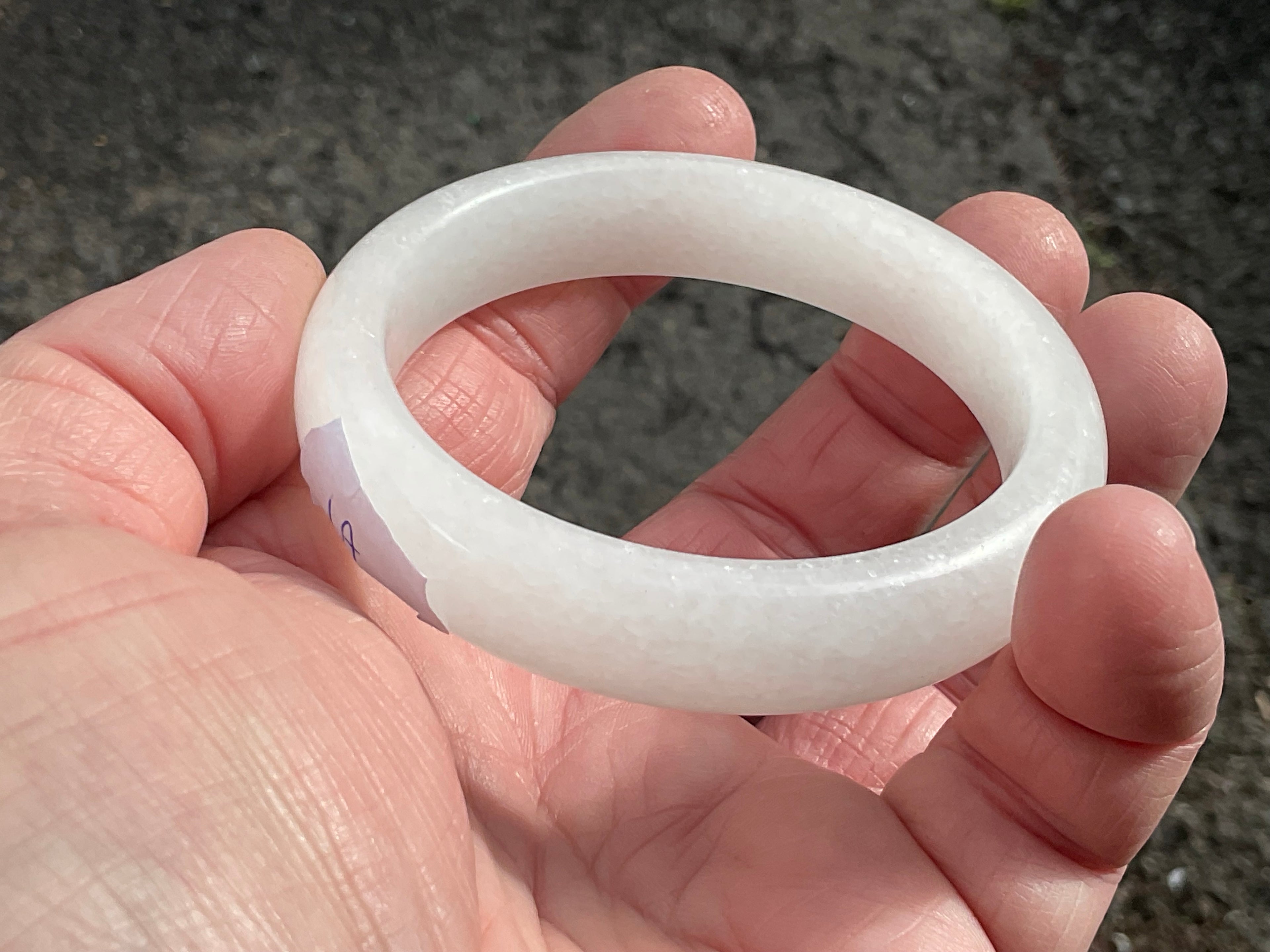 47g White Calcite Solid Bangle  1A