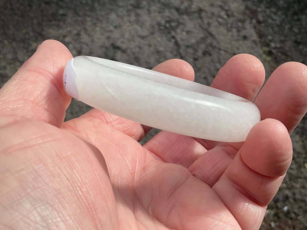 47g White Calcite Solid Bangle  1A