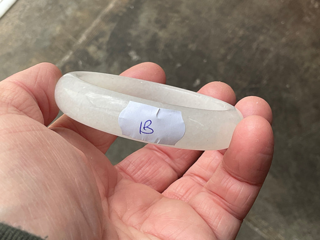 50g White Calcite Solid Bangle 1B