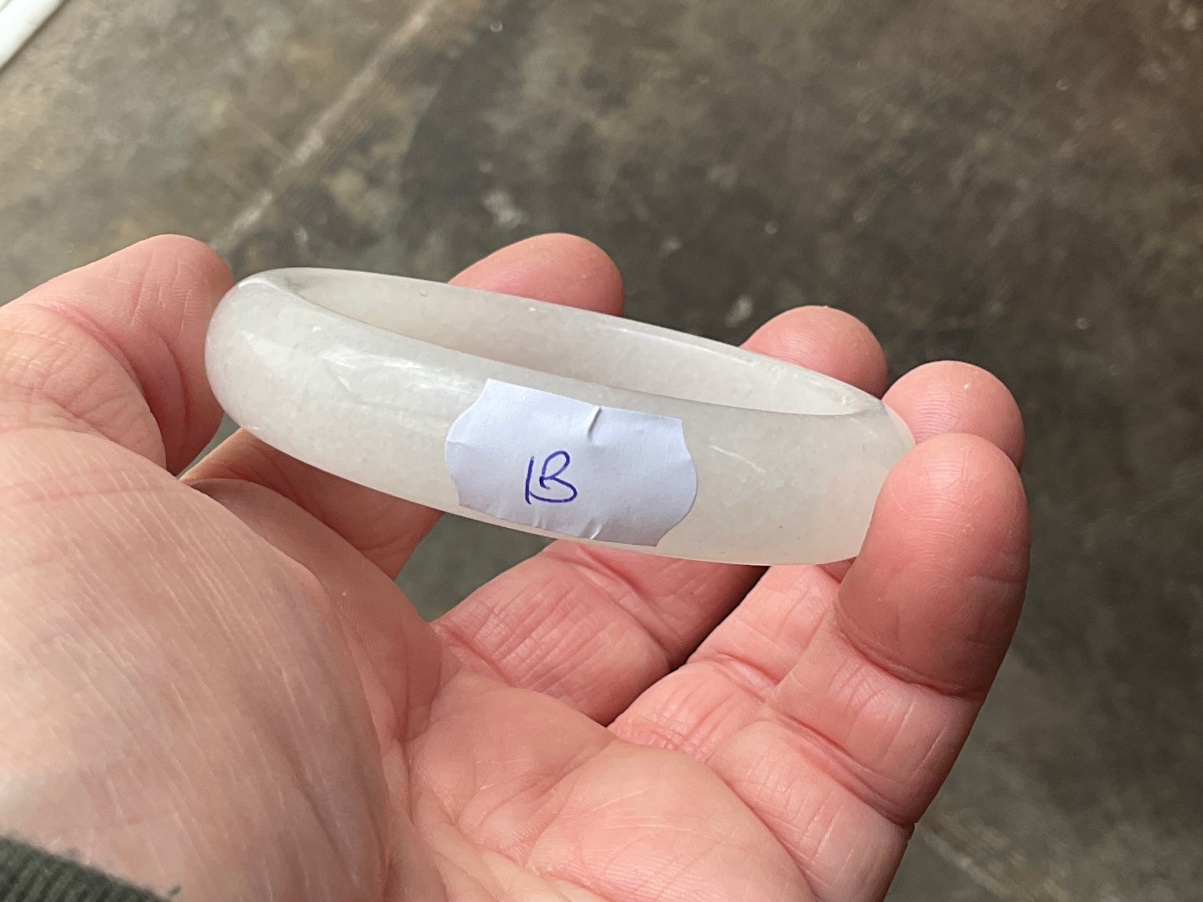 50g White Calcite Solid Bangle 1B