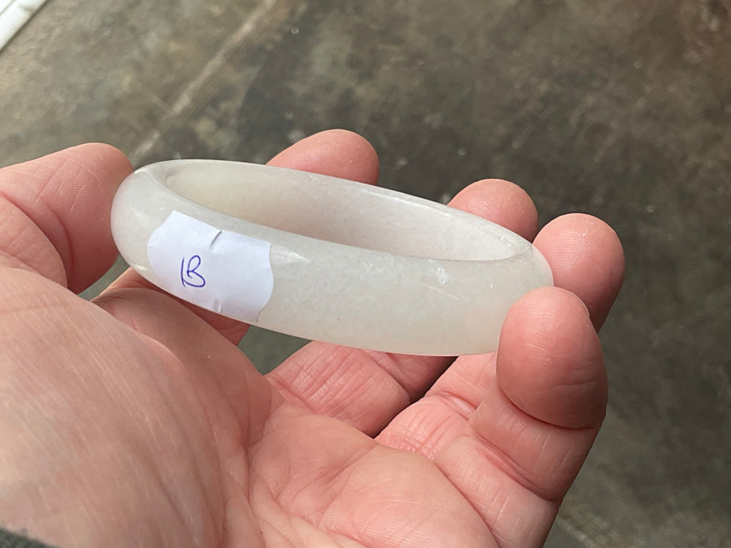 50g White Calcite Solid Bangle 1B