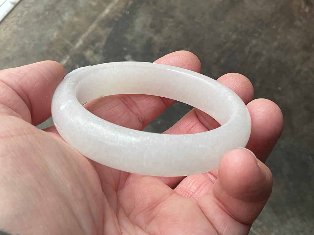 50g White Calcite Solid Bangle 1B