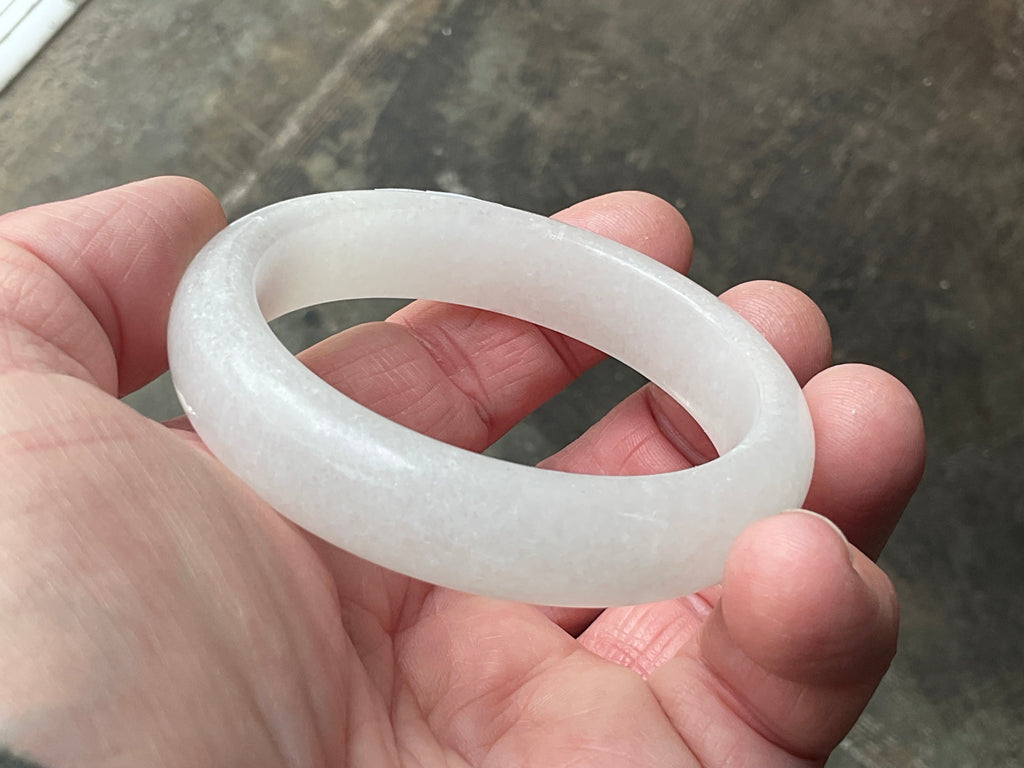 50g White Calcite Solid Bangle 1B