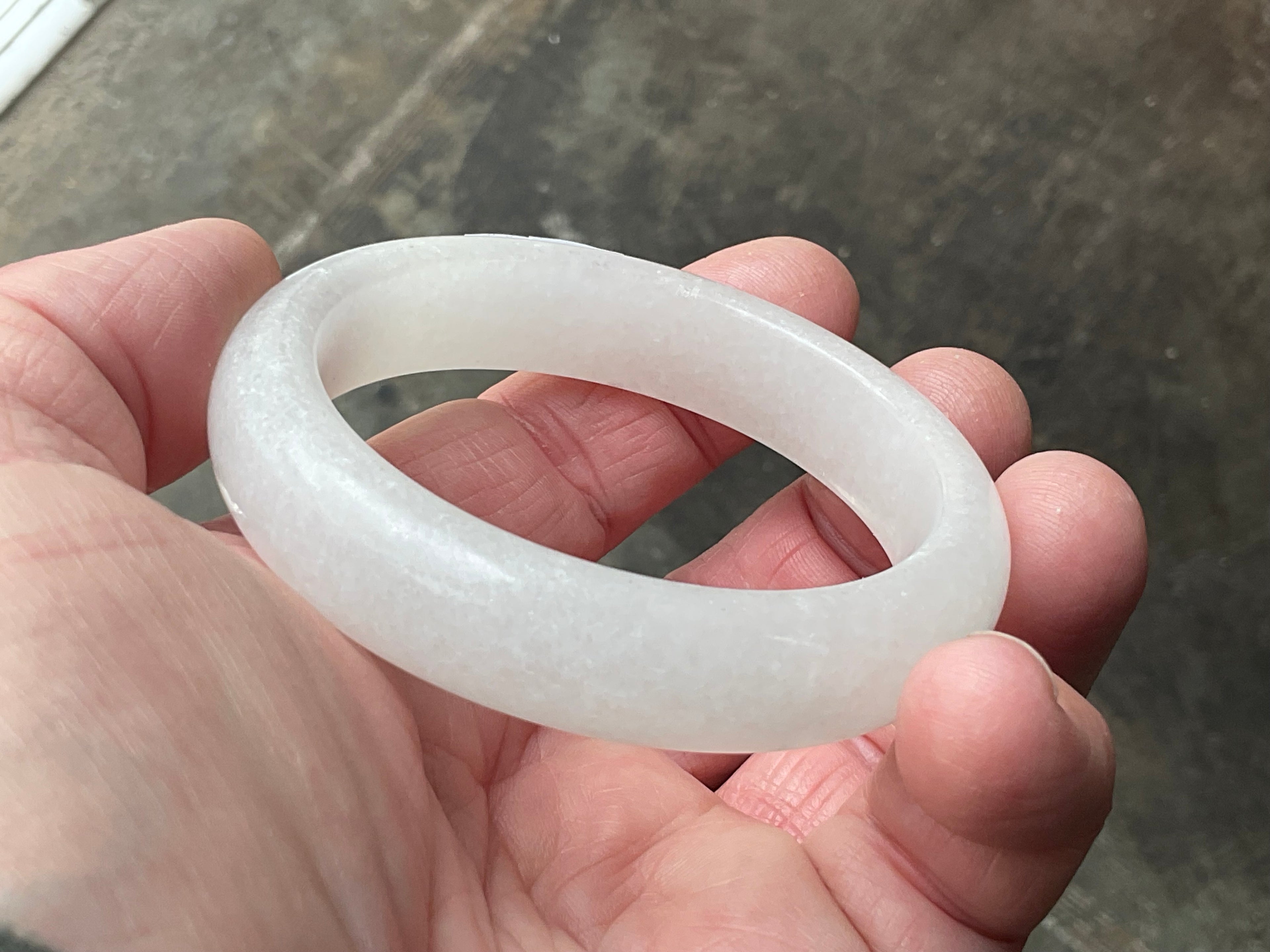 50g White Calcite Solid Bangle 1B