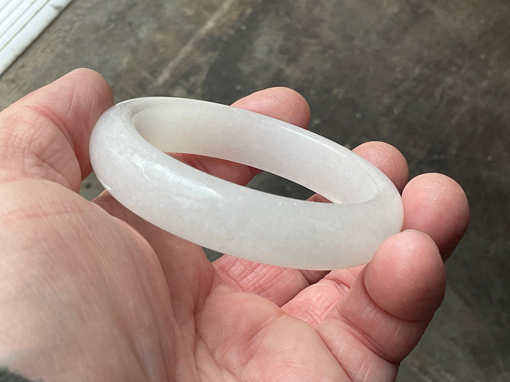 50g White Calcite Solid Bangle 1B