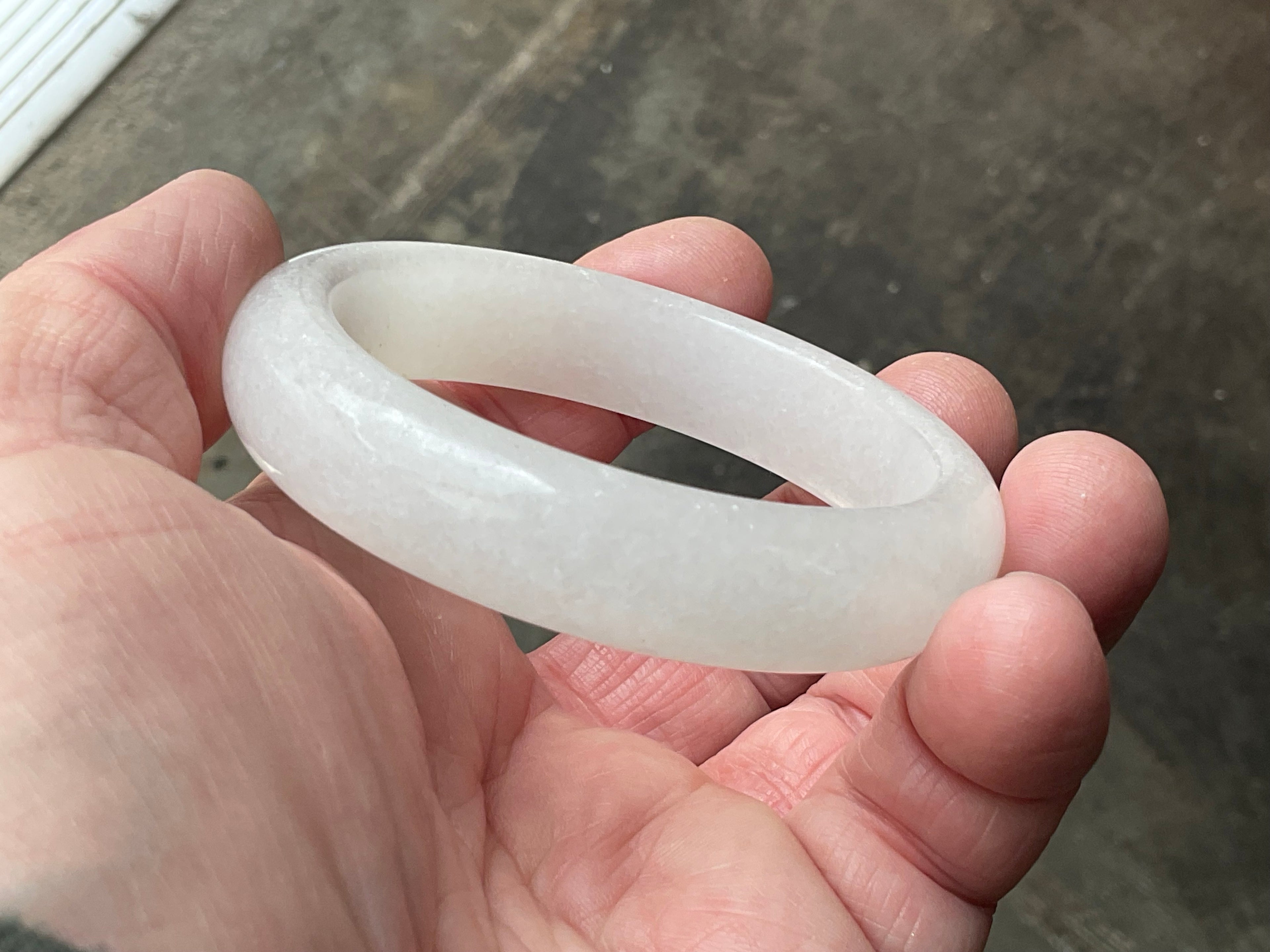 50g White Calcite Solid Bangle 1B