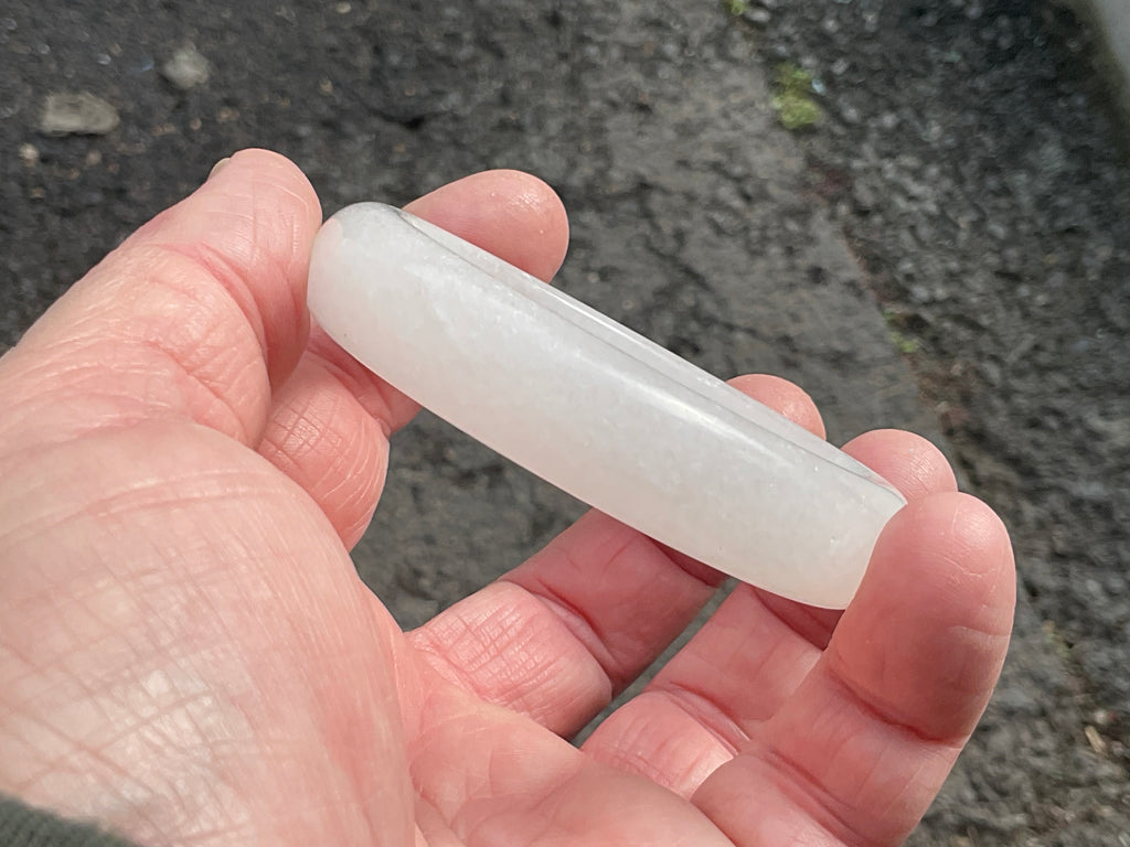 50g White Calcite Solid Bangle 1B