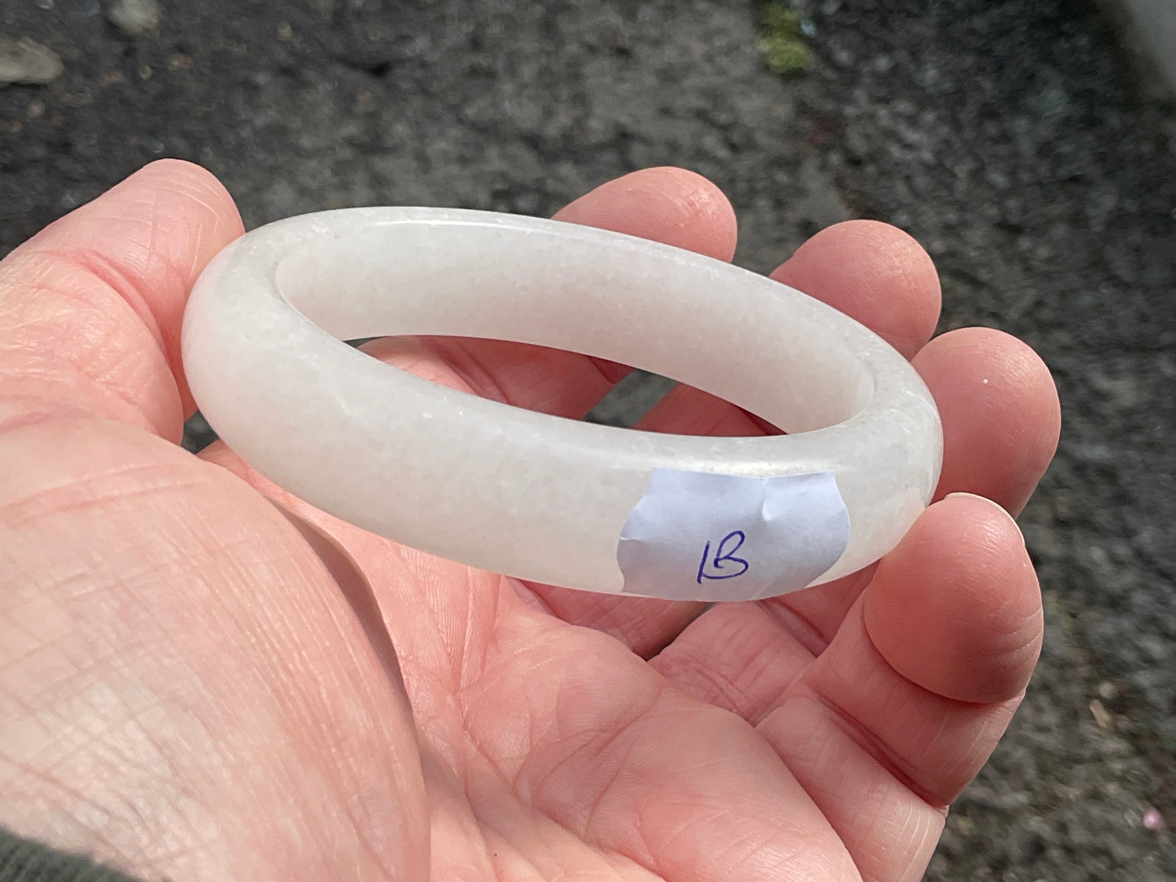 50g White Calcite Solid Bangle 1B