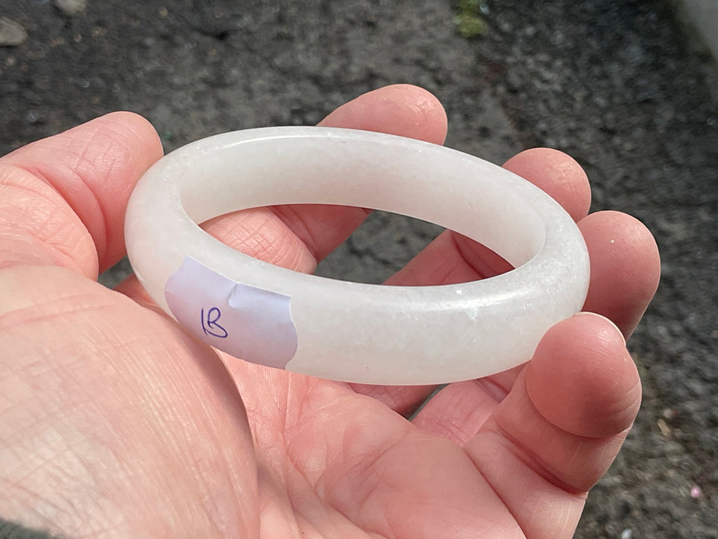 50g White Calcite Solid Bangle 1B