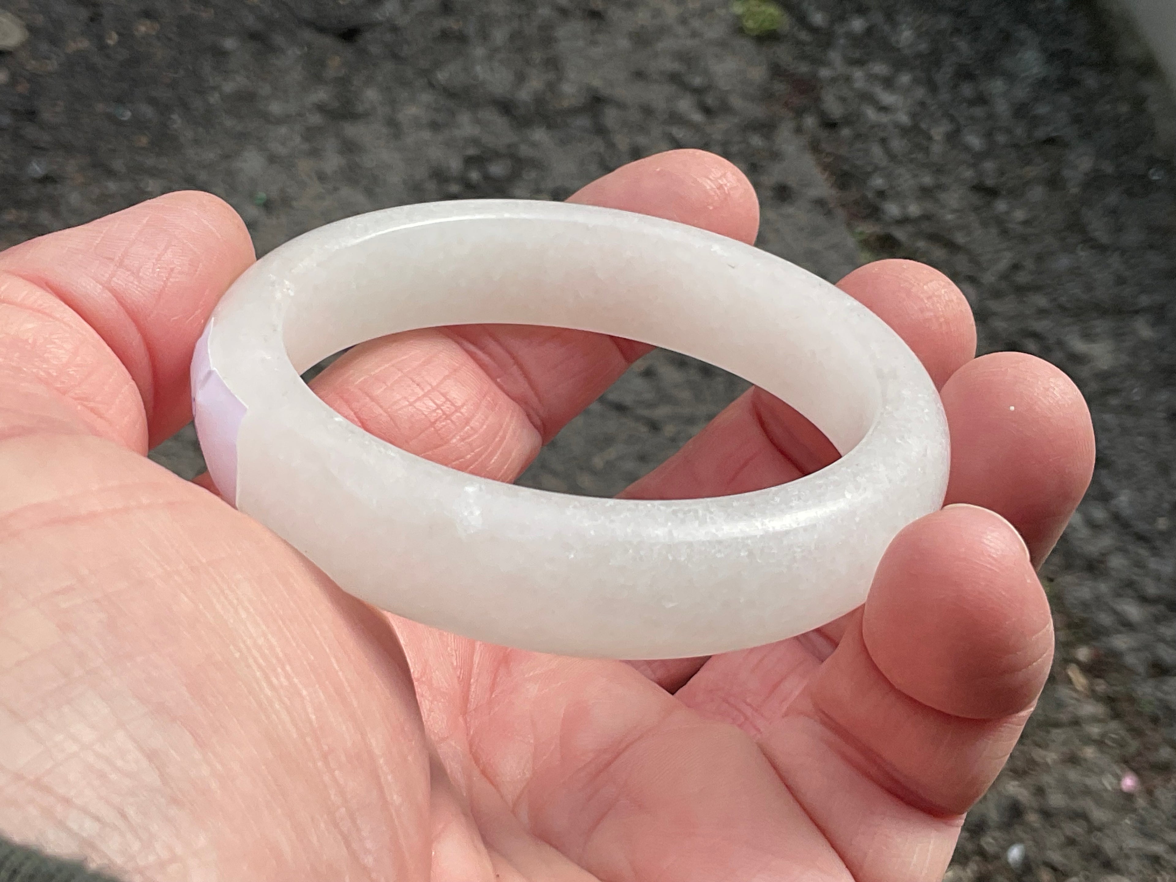 50g White Calcite Solid Bangle 1B