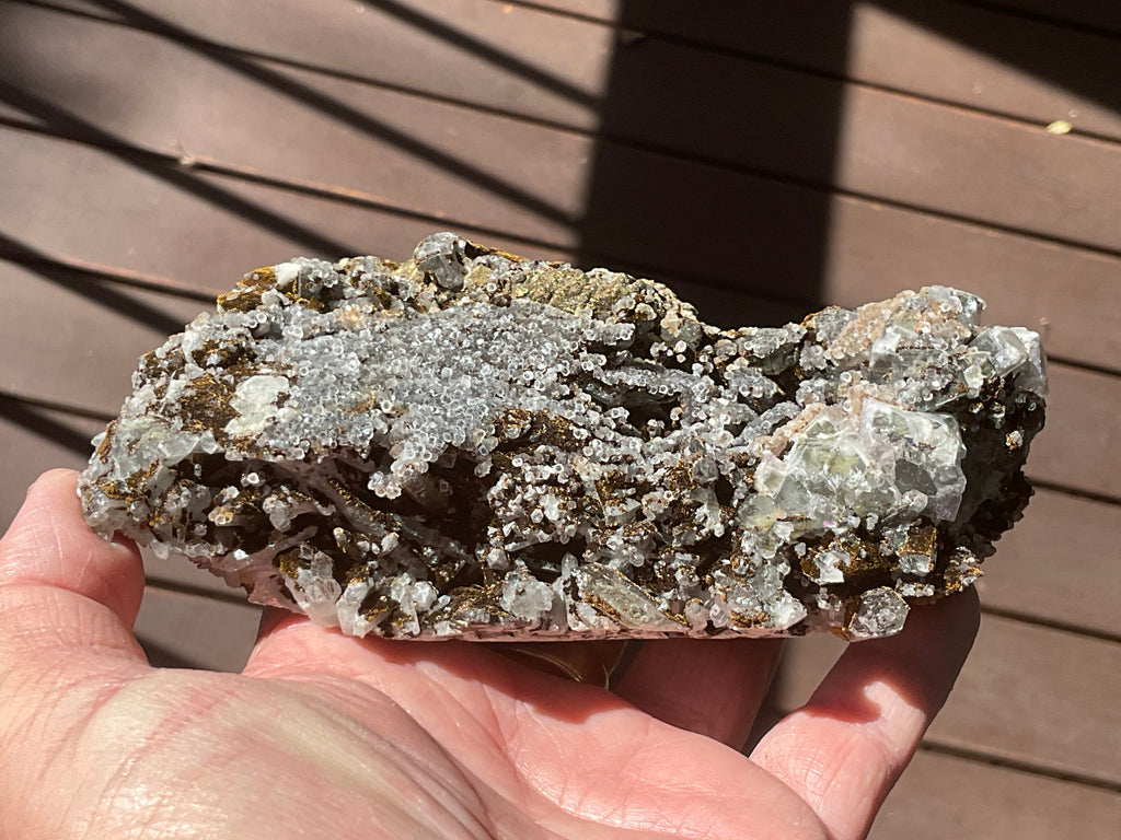 470g Quartz, Goethite, Fluorite and Chalcopyrite Specimen