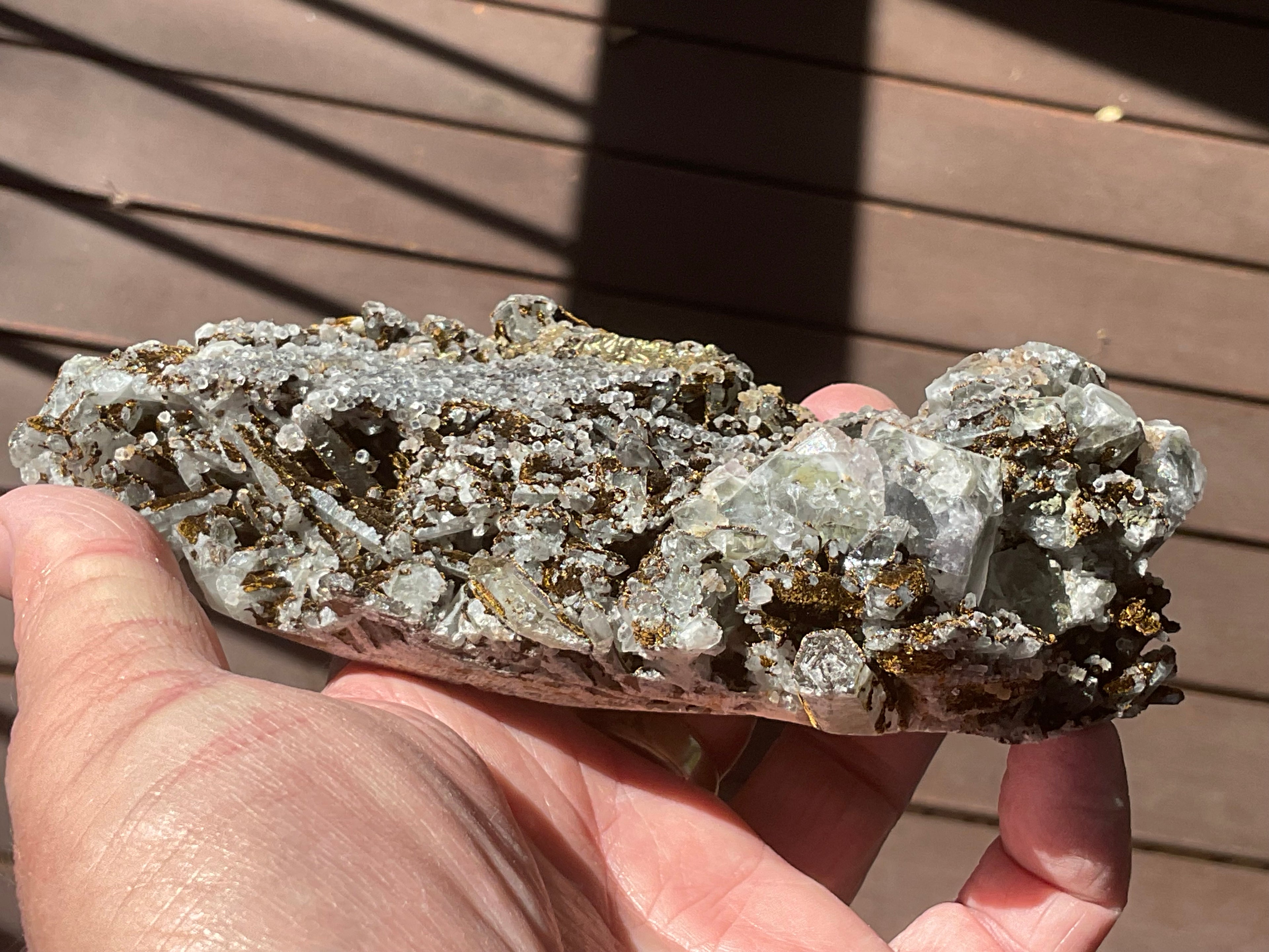 470g Quartz, Goethite, Fluorite and Chalcopyrite Specimen