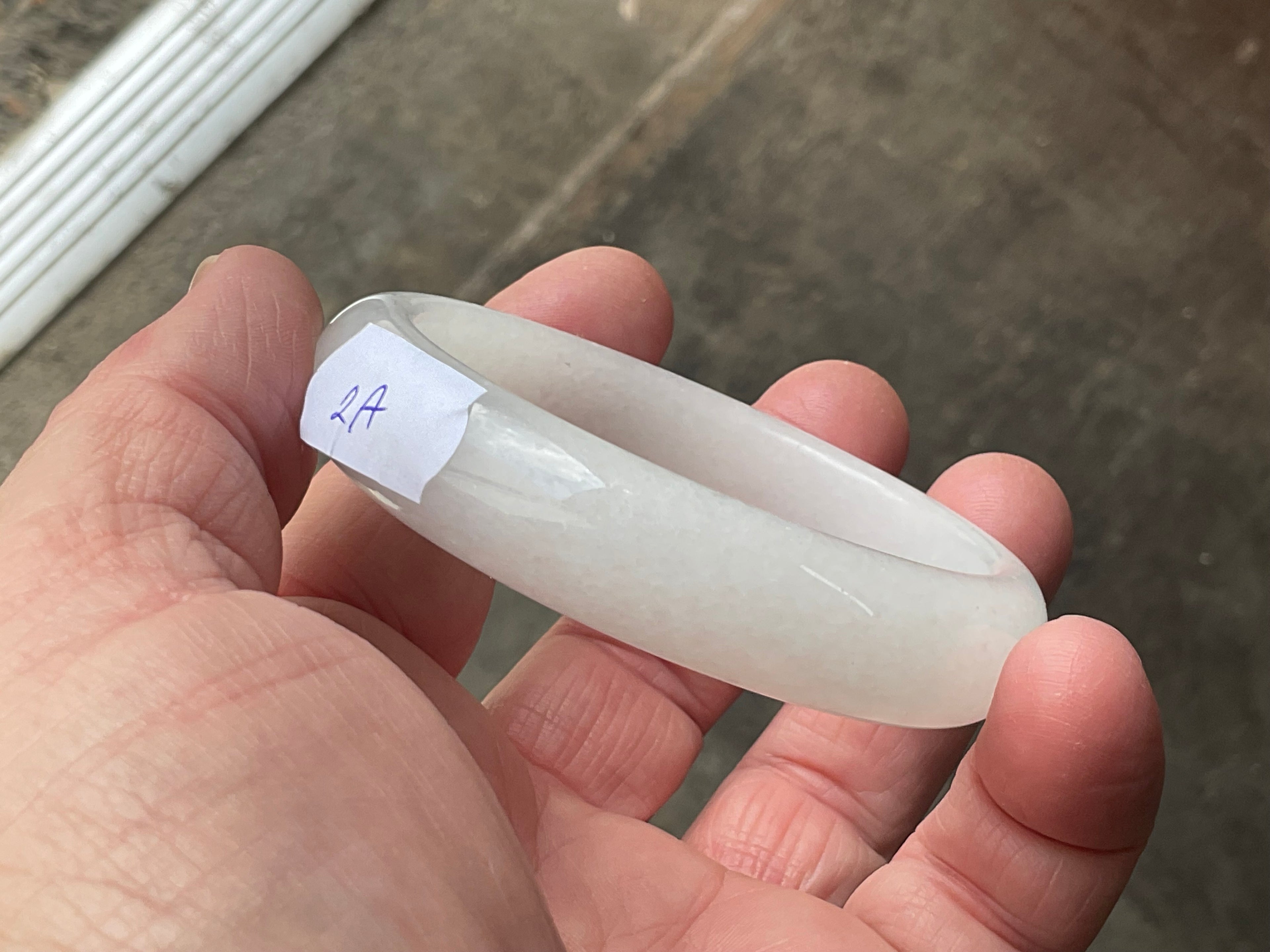 51g White Calcite Solid Bangle 2A