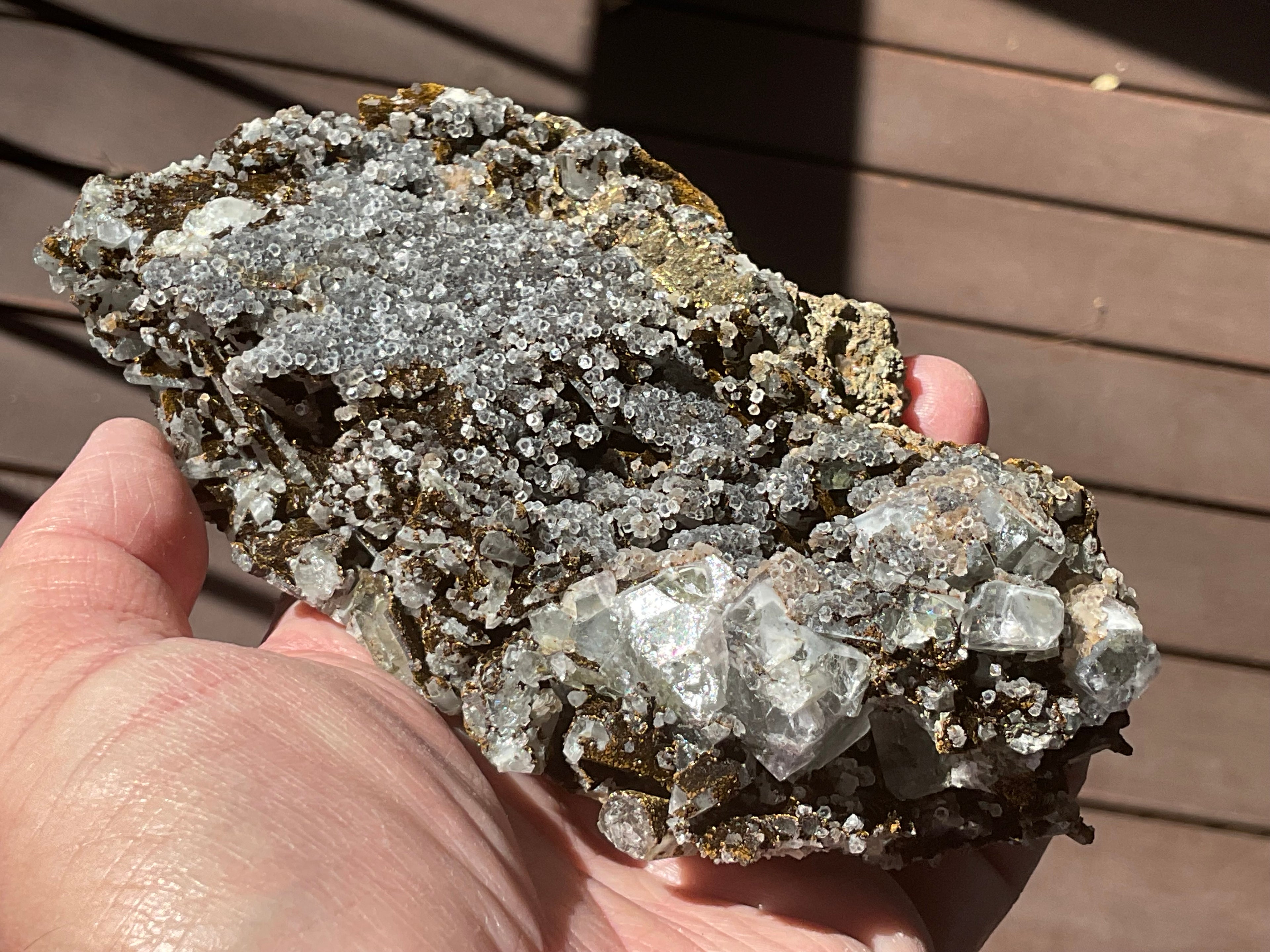 470g Quartz, Goethite, Fluorite and Chalcopyrite Specimen