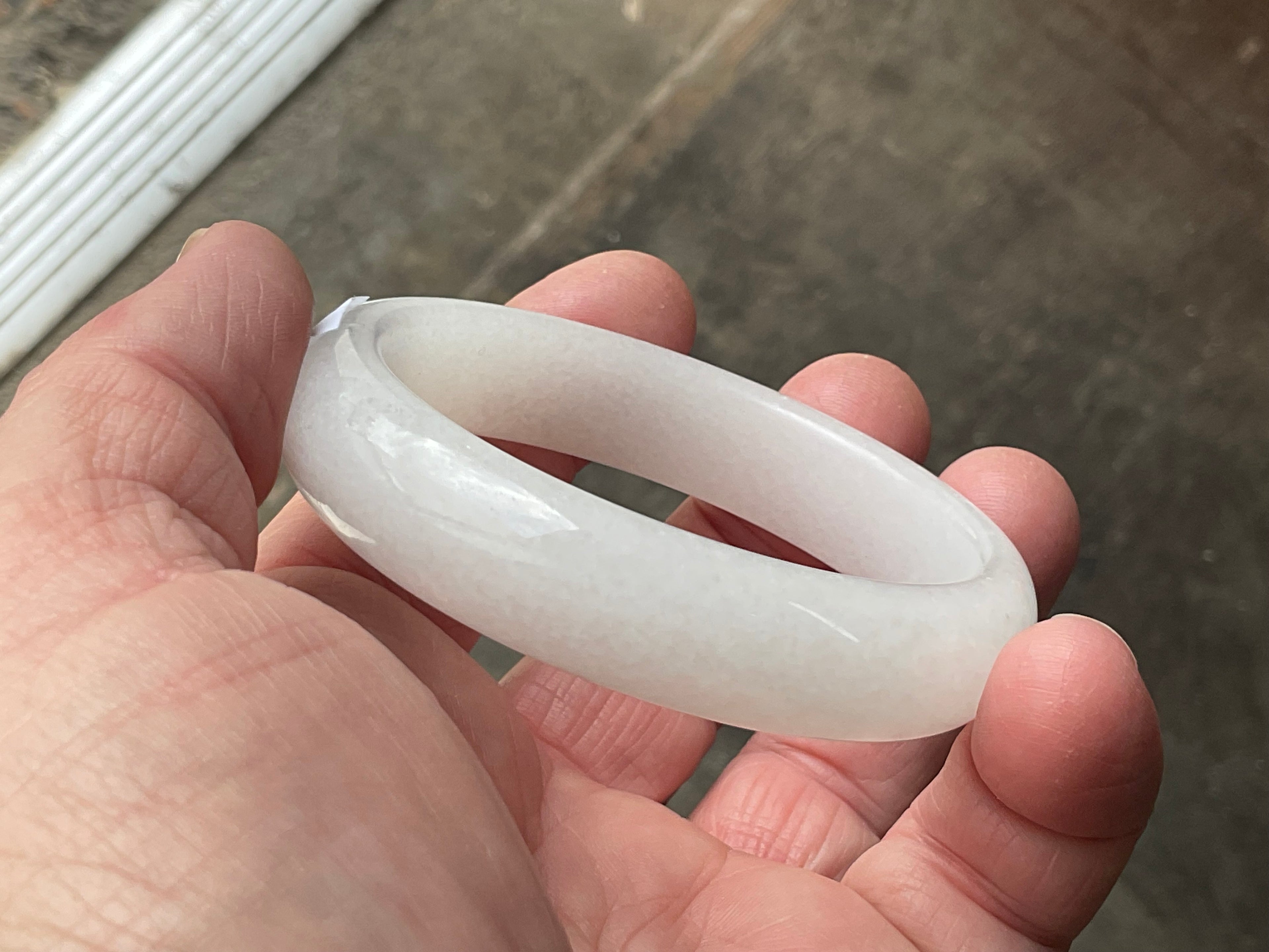 51g White Calcite Solid Bangle 2A