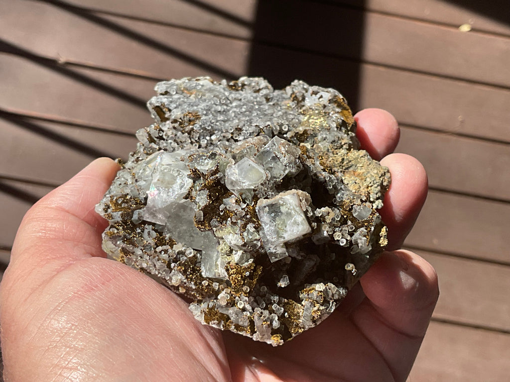 470g Quartz, Goethite, Fluorite and Chalcopyrite Specimen