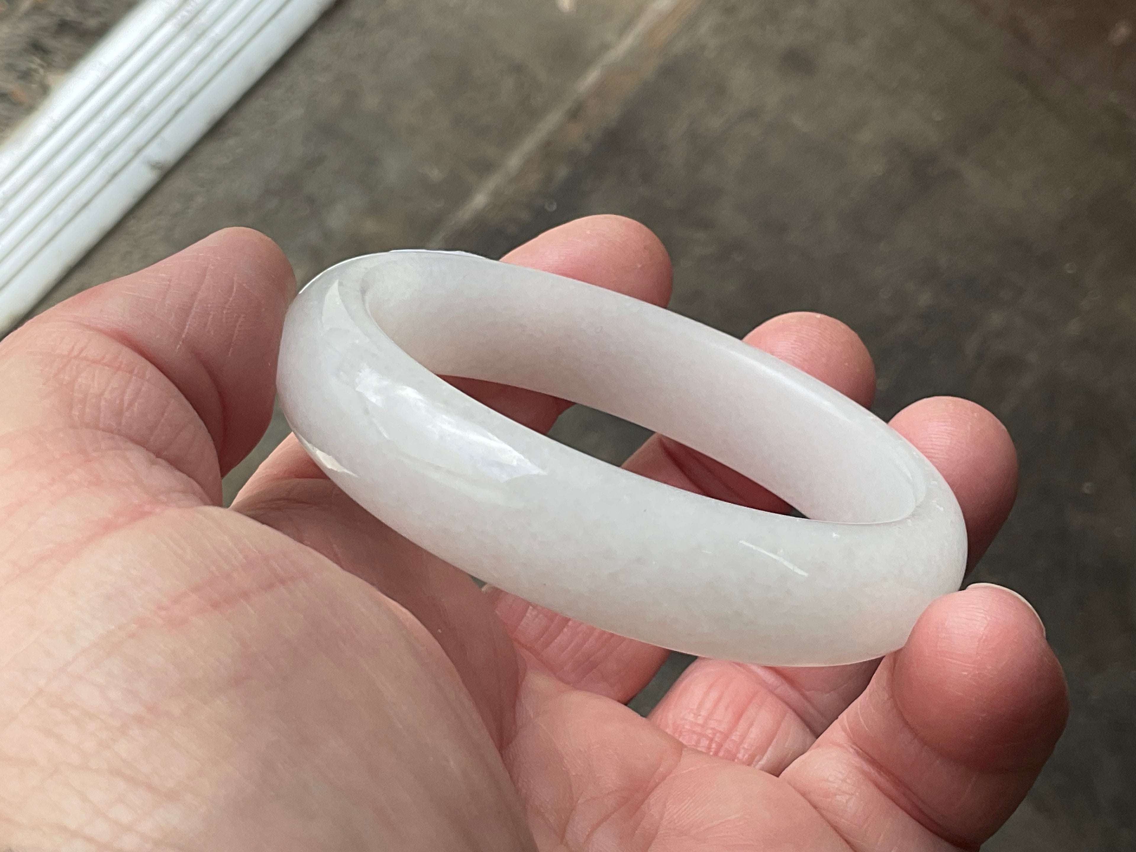 51g White Calcite Solid Bangle 2A