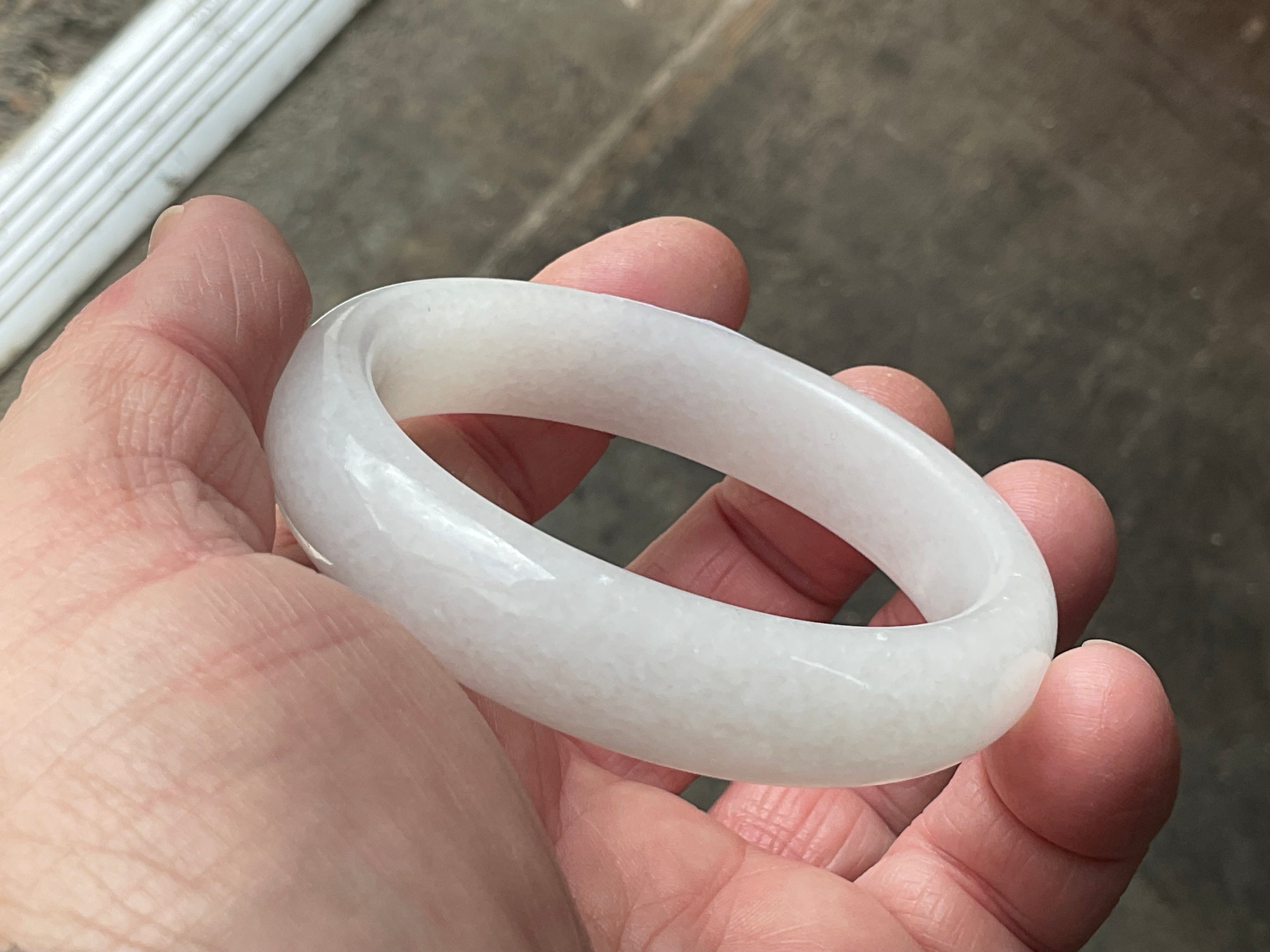 51g White Calcite Solid Bangle 2A