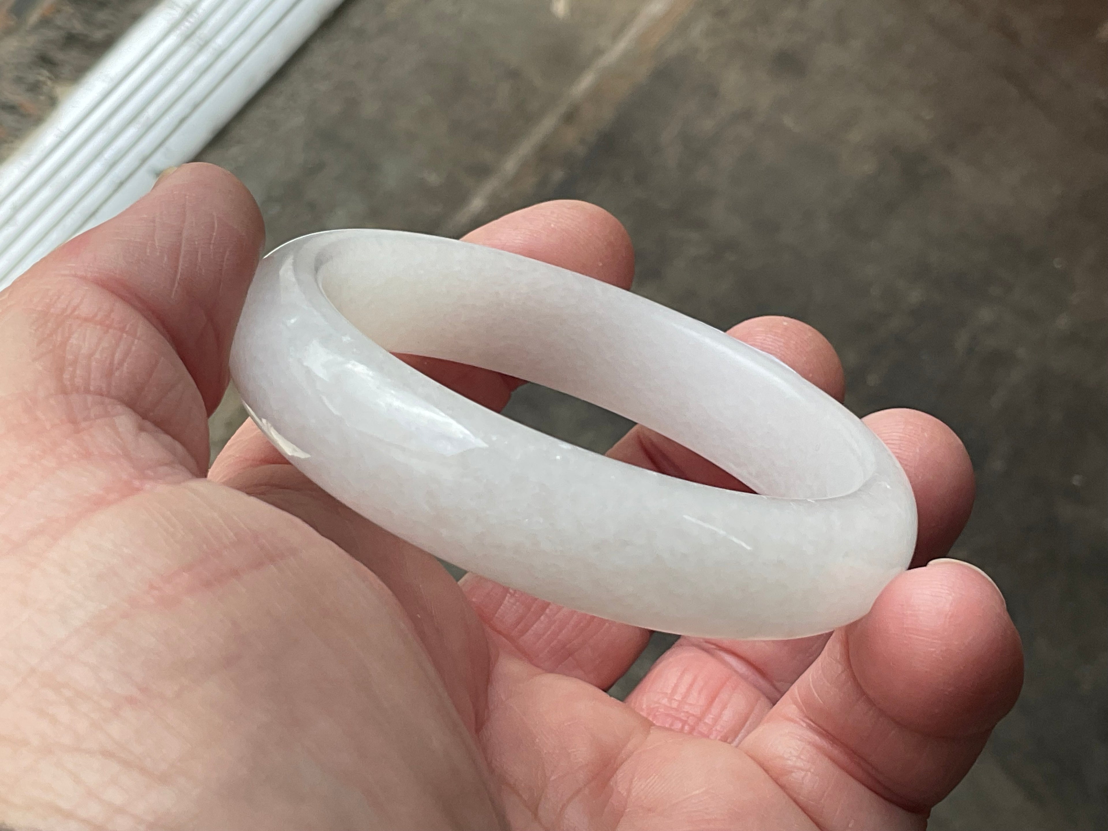 51g White Calcite Solid Bangle 2A