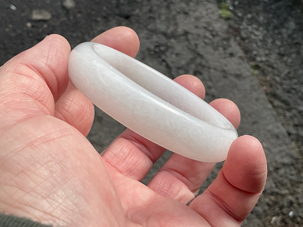 51g White Calcite Solid Bangle 2A