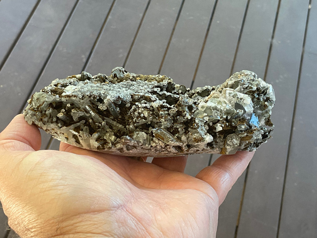 470g Quartz, Goethite, Fluorite and Chalcopyrite Specimen