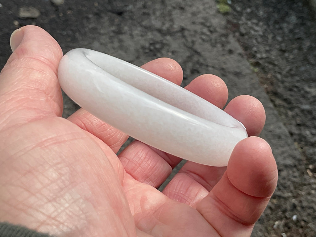 51g White Calcite Solid Bangle 2A