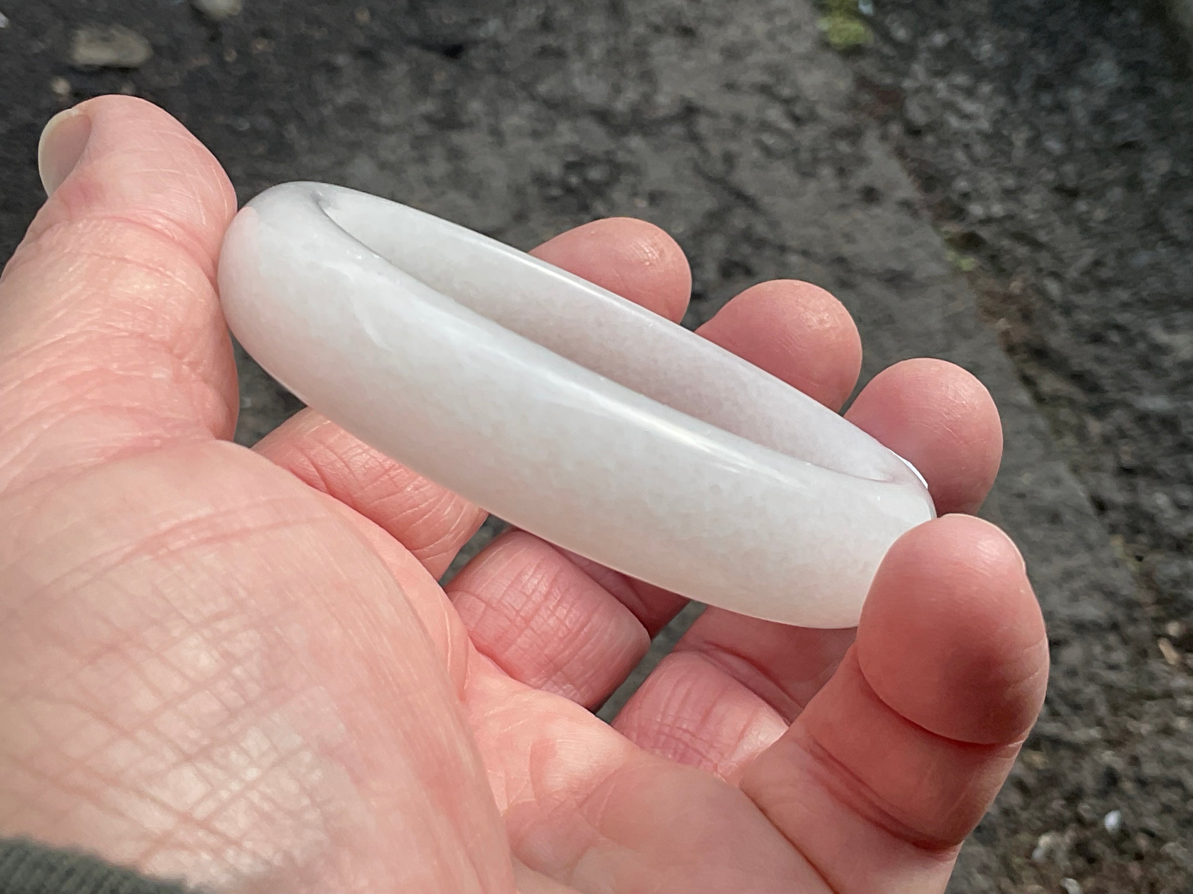 51g White Calcite Solid Bangle 2A