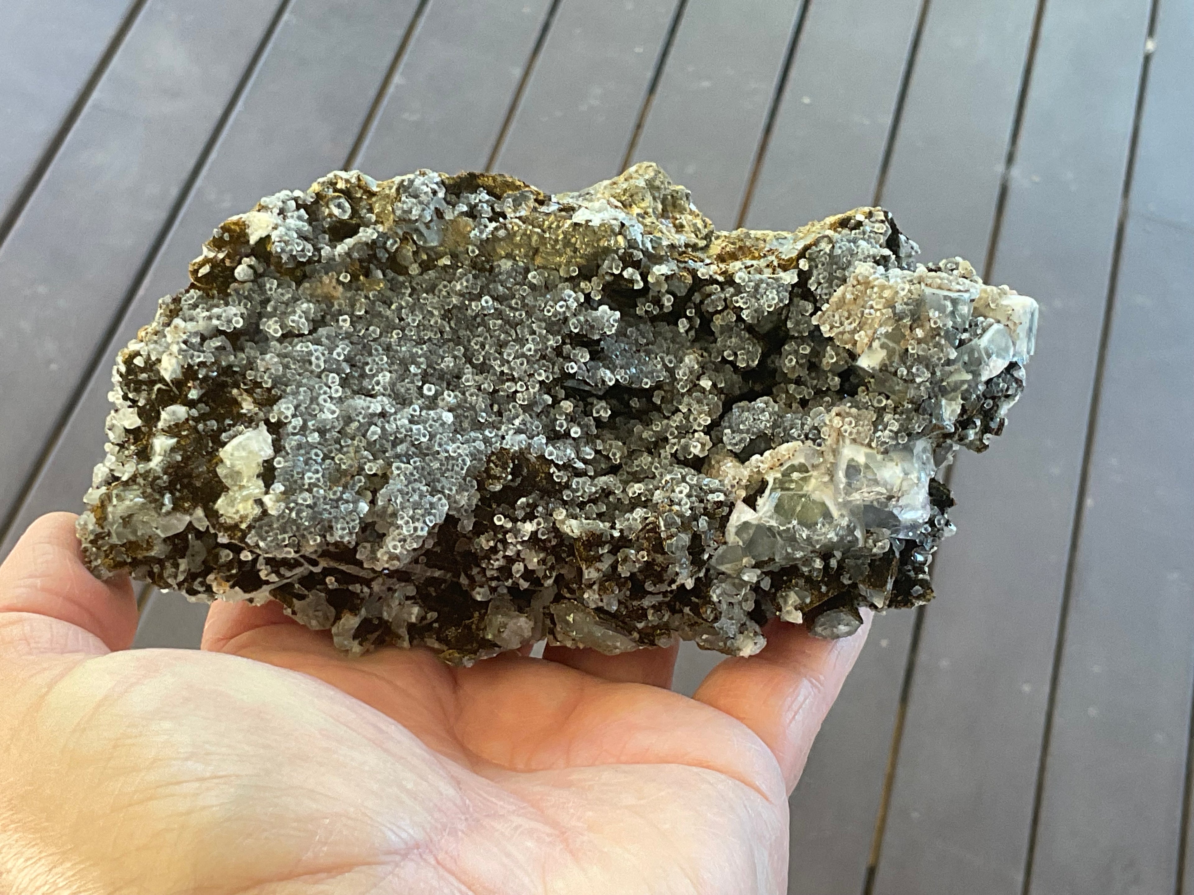 470g Quartz, Goethite, Fluorite and Chalcopyrite Specimen