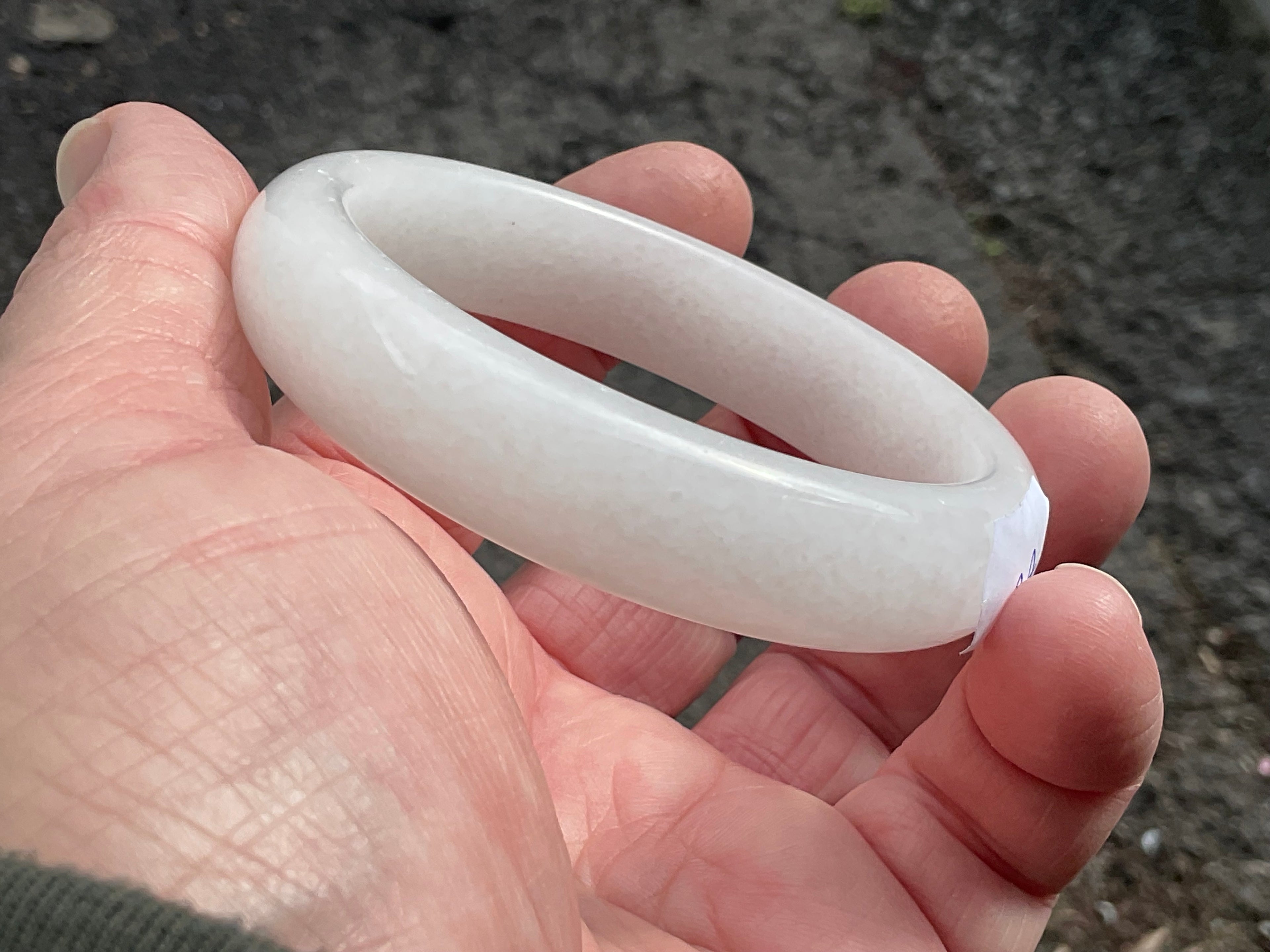 51g White Calcite Solid Bangle 2A
