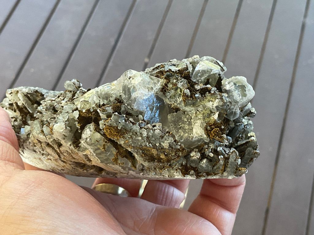 470g Quartz, Goethite, Fluorite and Chalcopyrite Specimen
