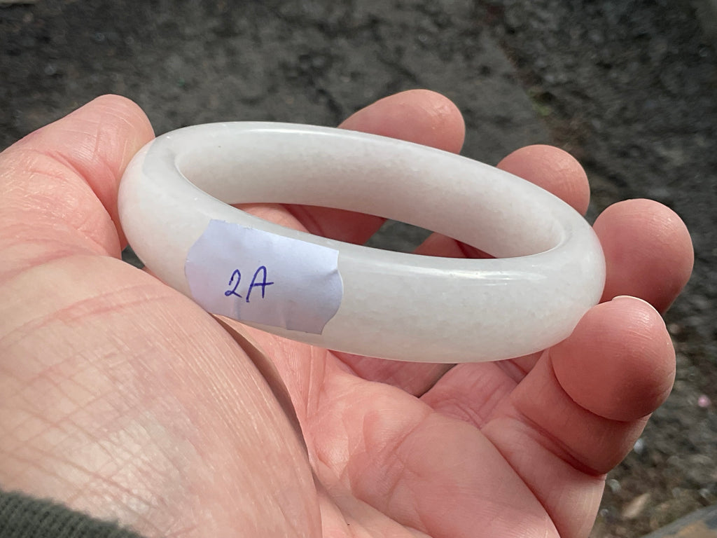51g White Calcite Solid Bangle 2A