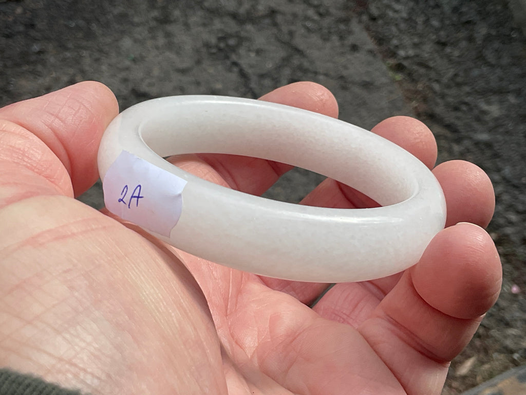 51g White Calcite Solid Bangle 2A