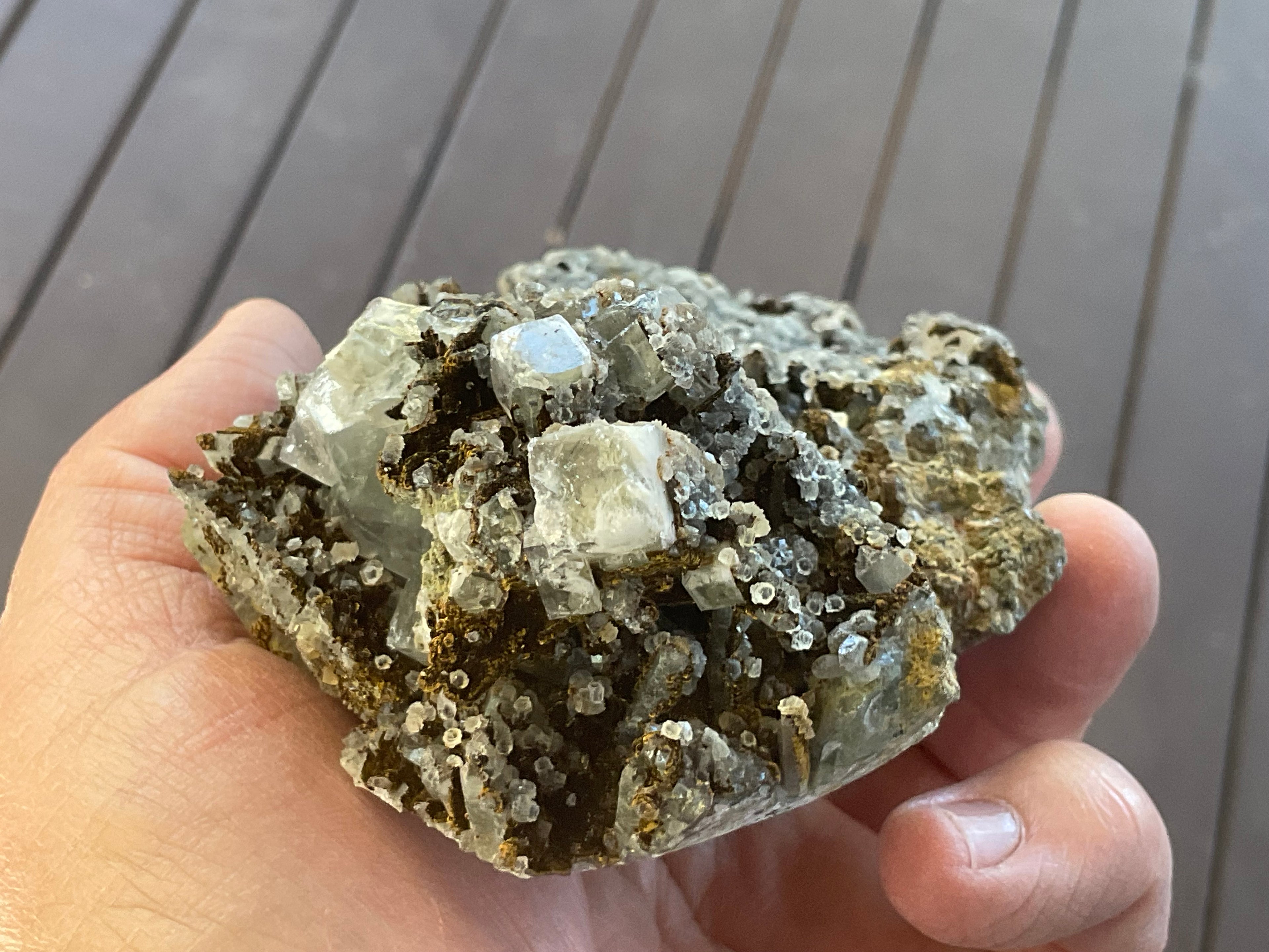 470g Quartz, Goethite, Fluorite and Chalcopyrite Specimen