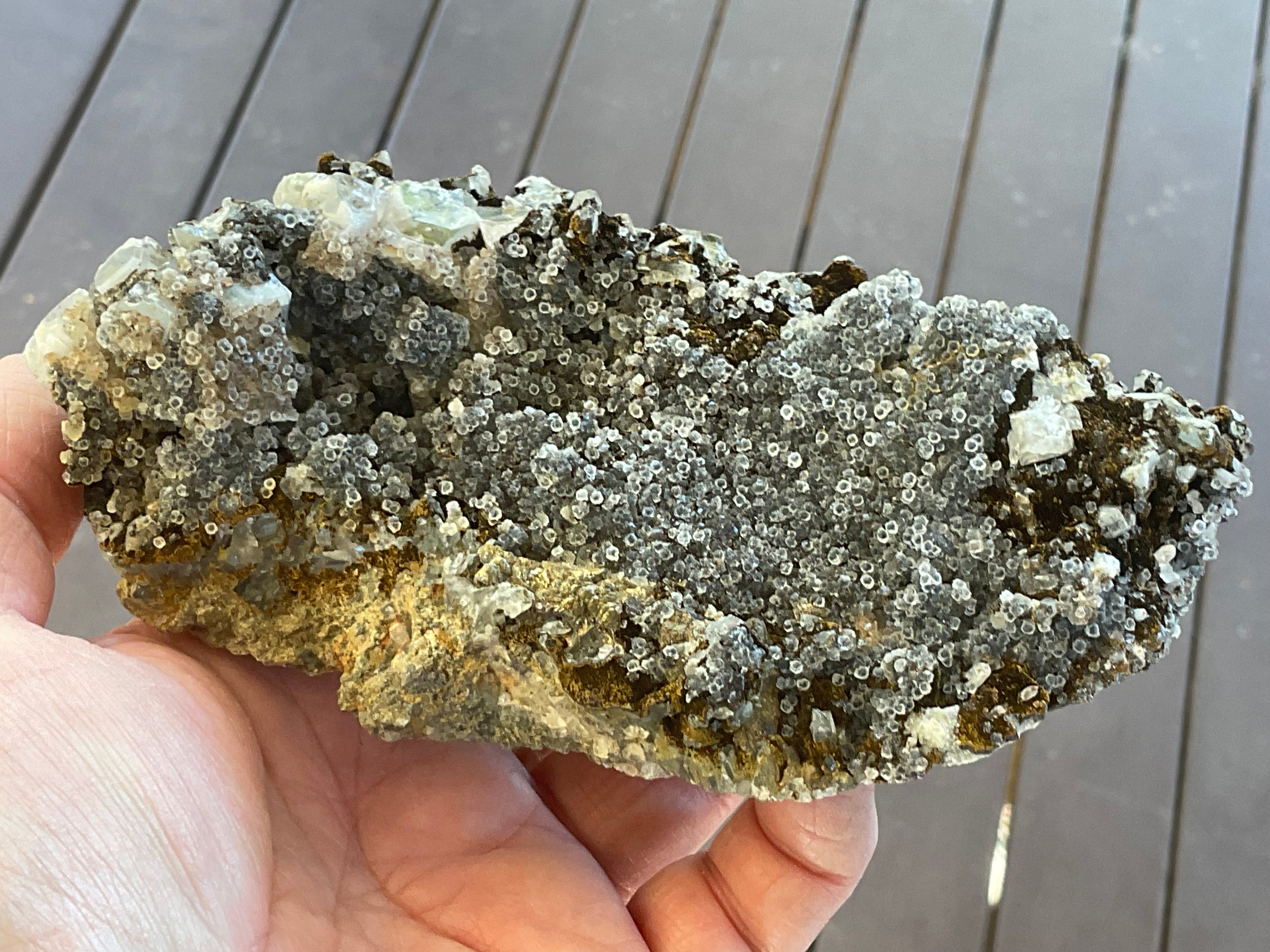 470g Quartz, Goethite, Fluorite and Chalcopyrite Specimen