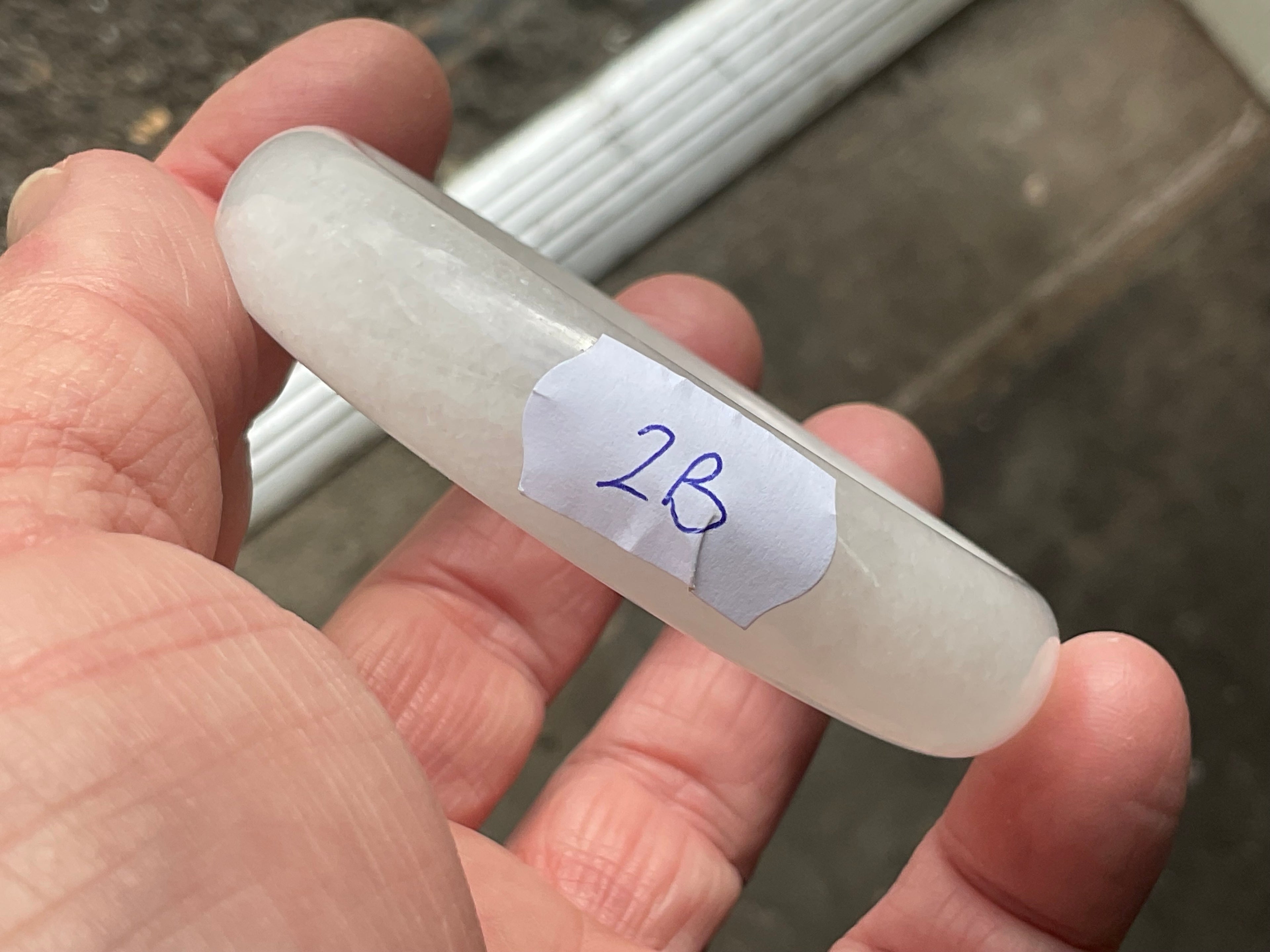 52g White Calcite Solid Bangle 2B
