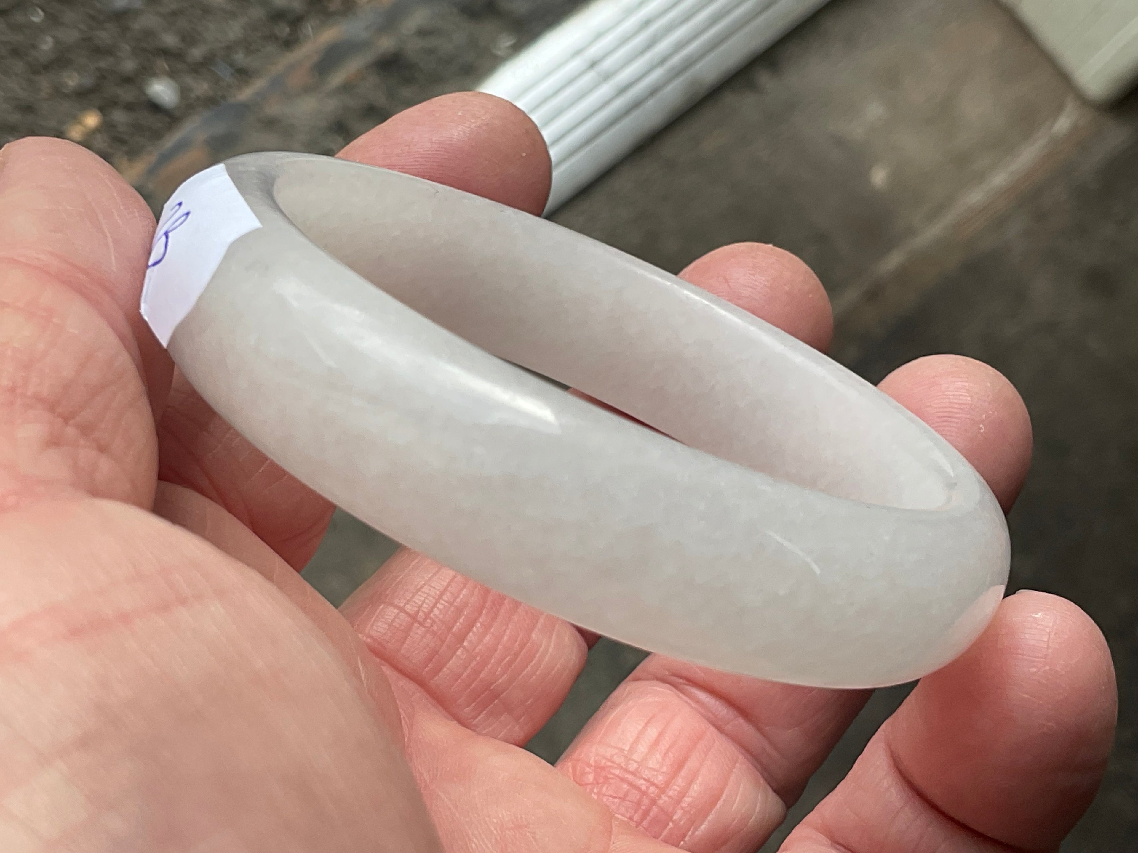 52g White Calcite Solid Bangle 2B