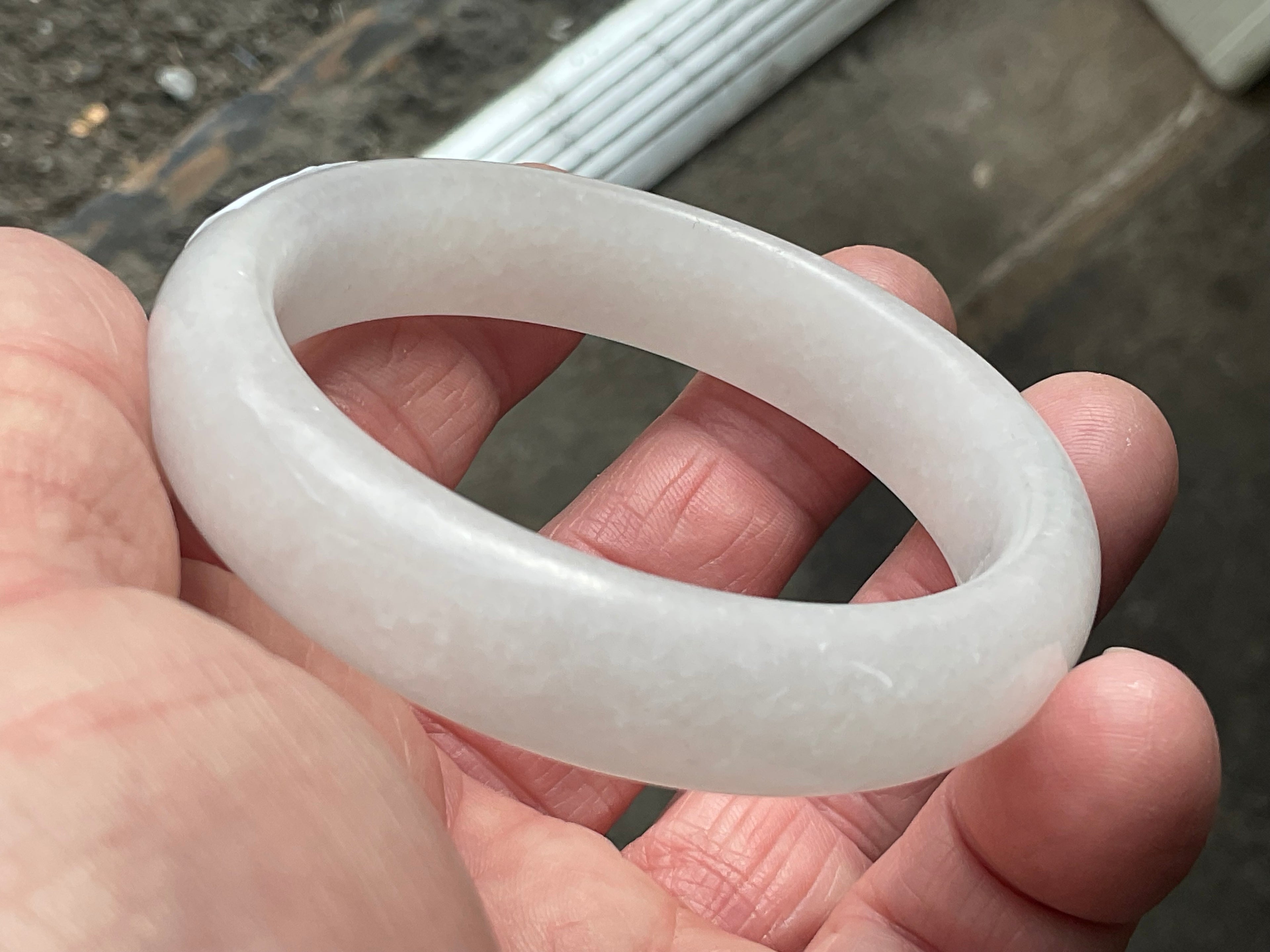 52g White Calcite Solid Bangle 2B