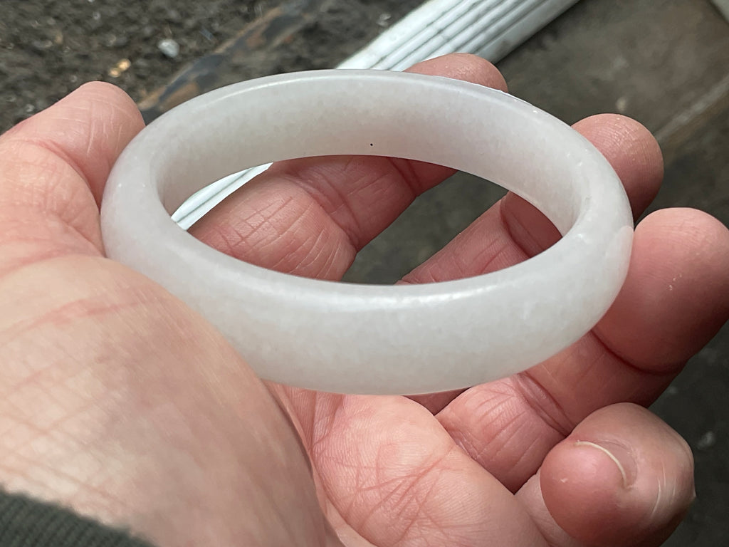 52g White Calcite Solid Bangle 2B