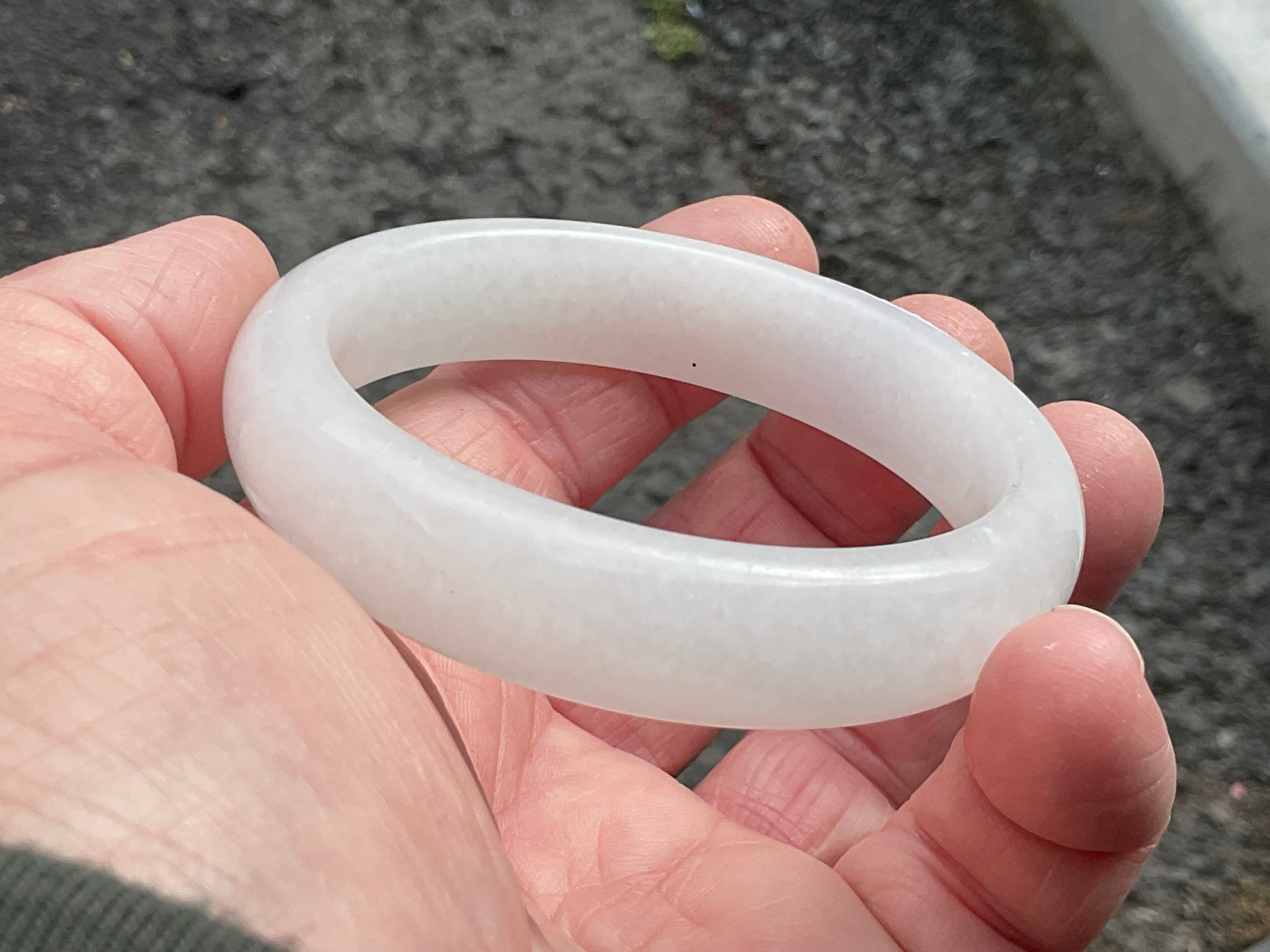 52g White Calcite Solid Bangle 2B