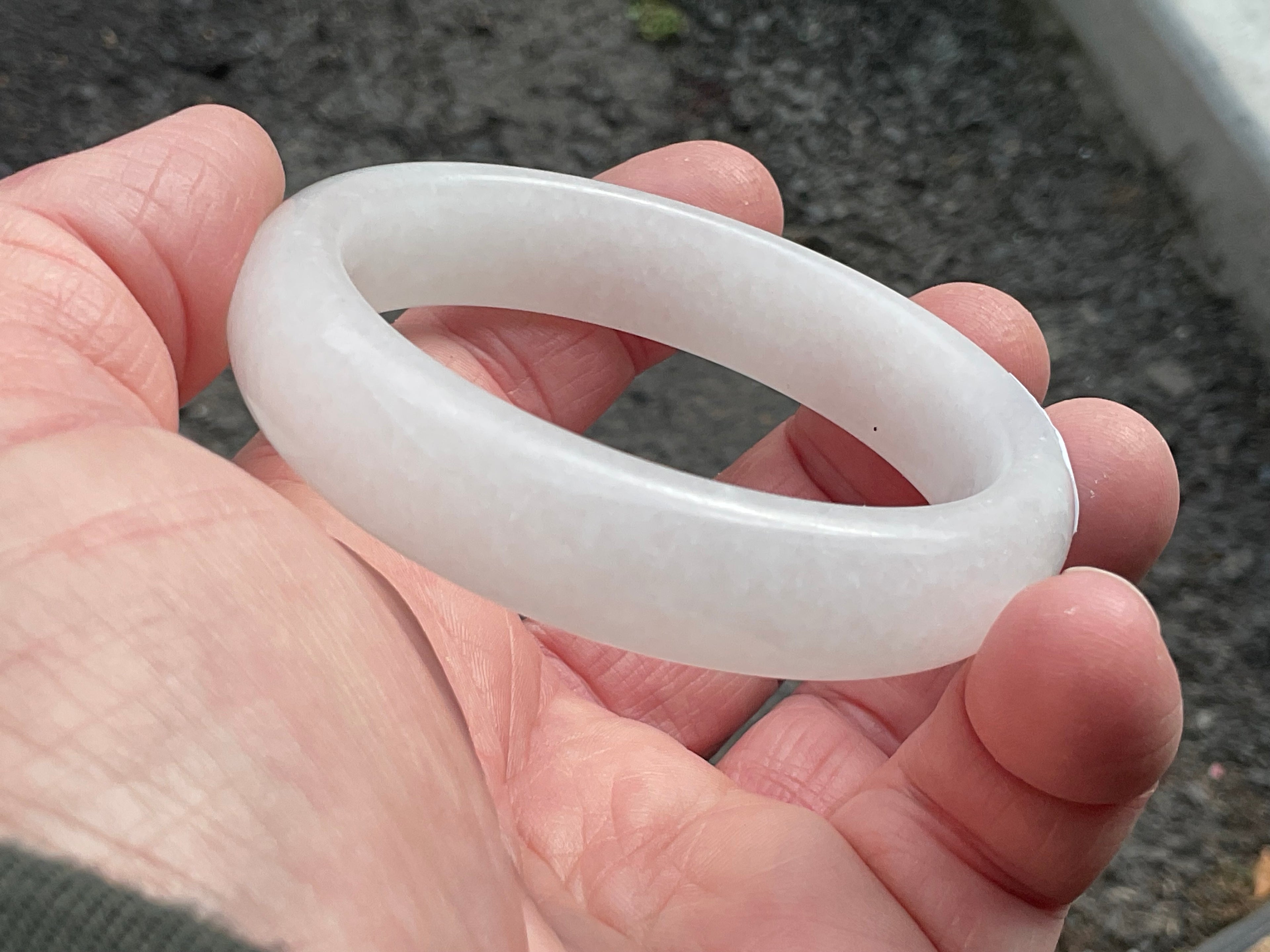 52g White Calcite Solid Bangle 2B