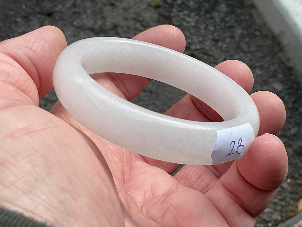 52g White Calcite Solid Bangle 2B
